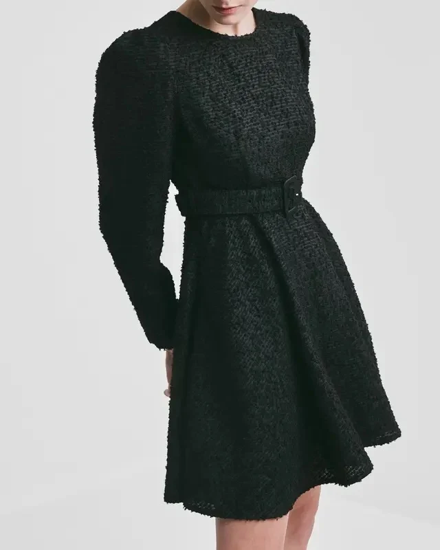 BOUCLE BELT DRESS Black - Image 3