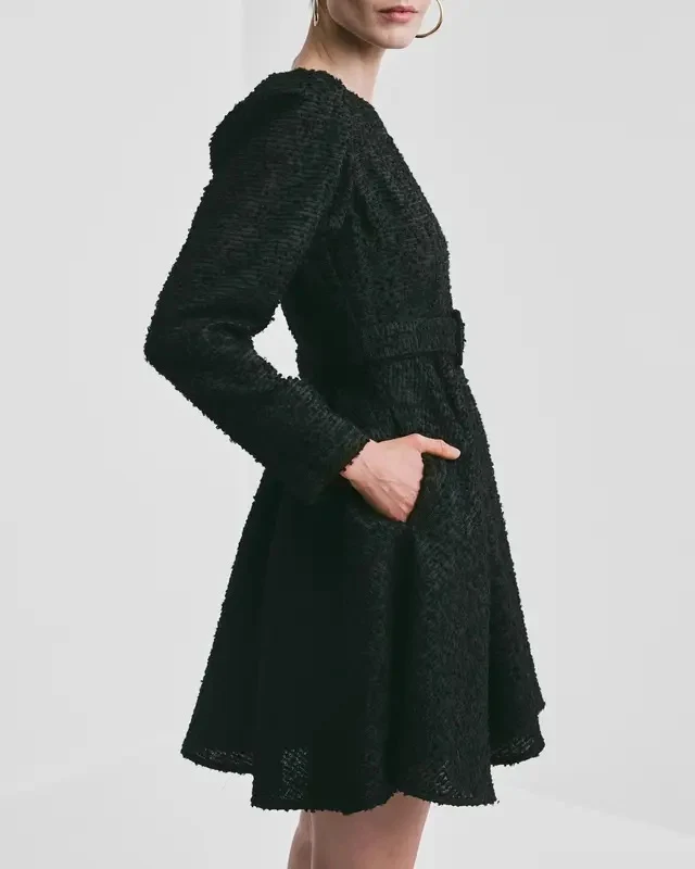 BOUCLE BELT DRESS Black - Image 4