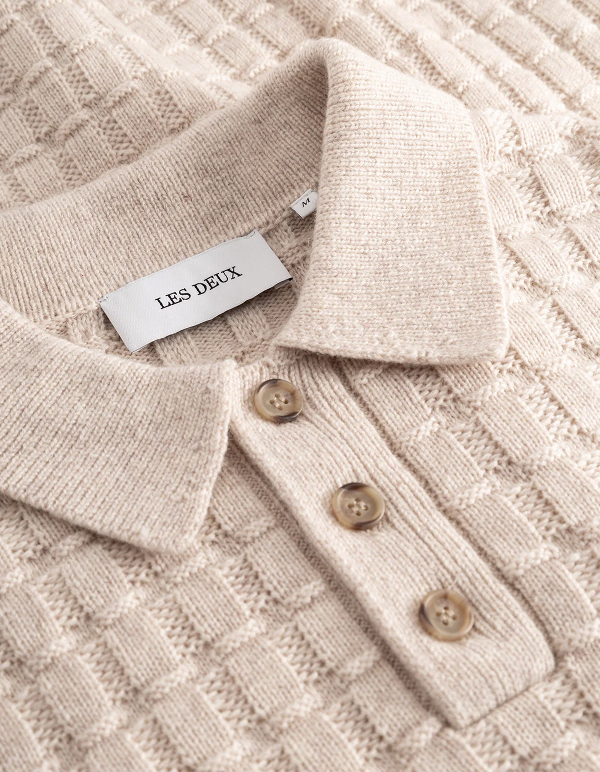 Gustav Squared Structure Polo Knit  Light Sand Melange - Image 3