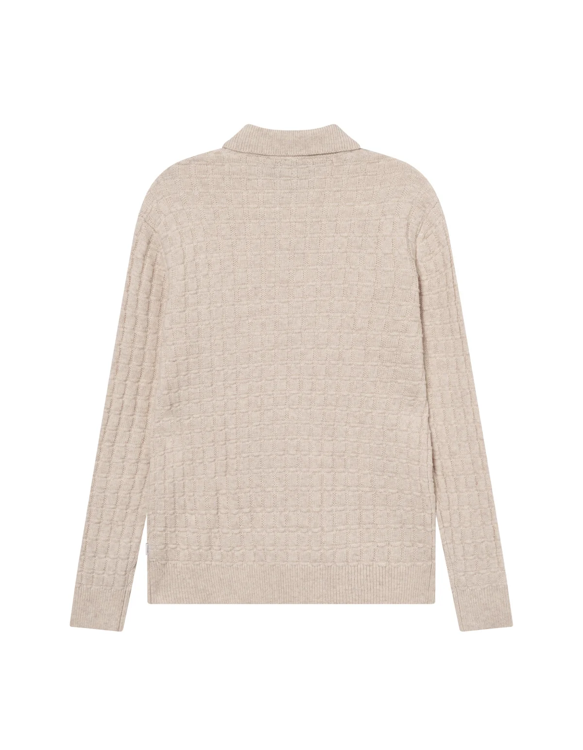 Gustav Squared Structure Polo Knit  Light Sand Melange - Image 4