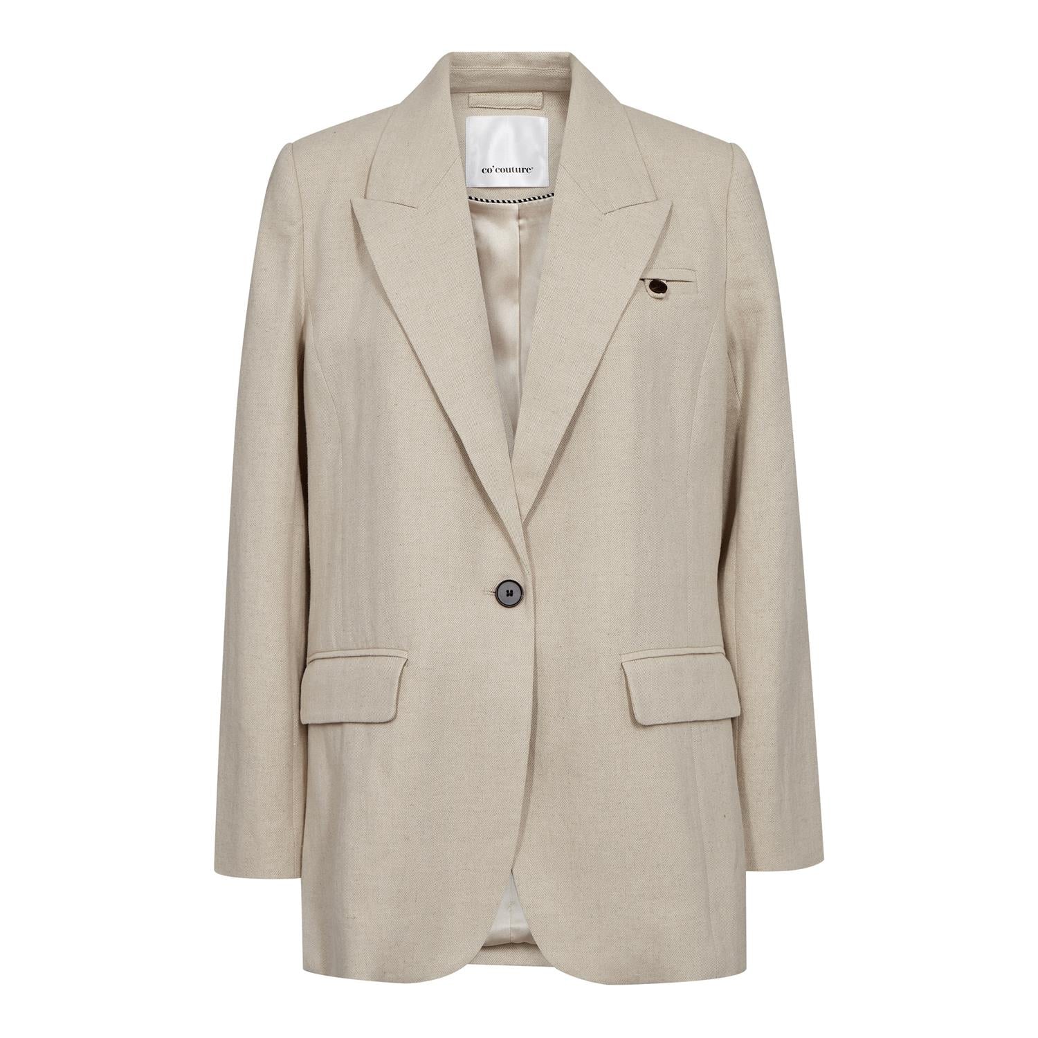 LeenaCC Linen Fitted Blazer Bone