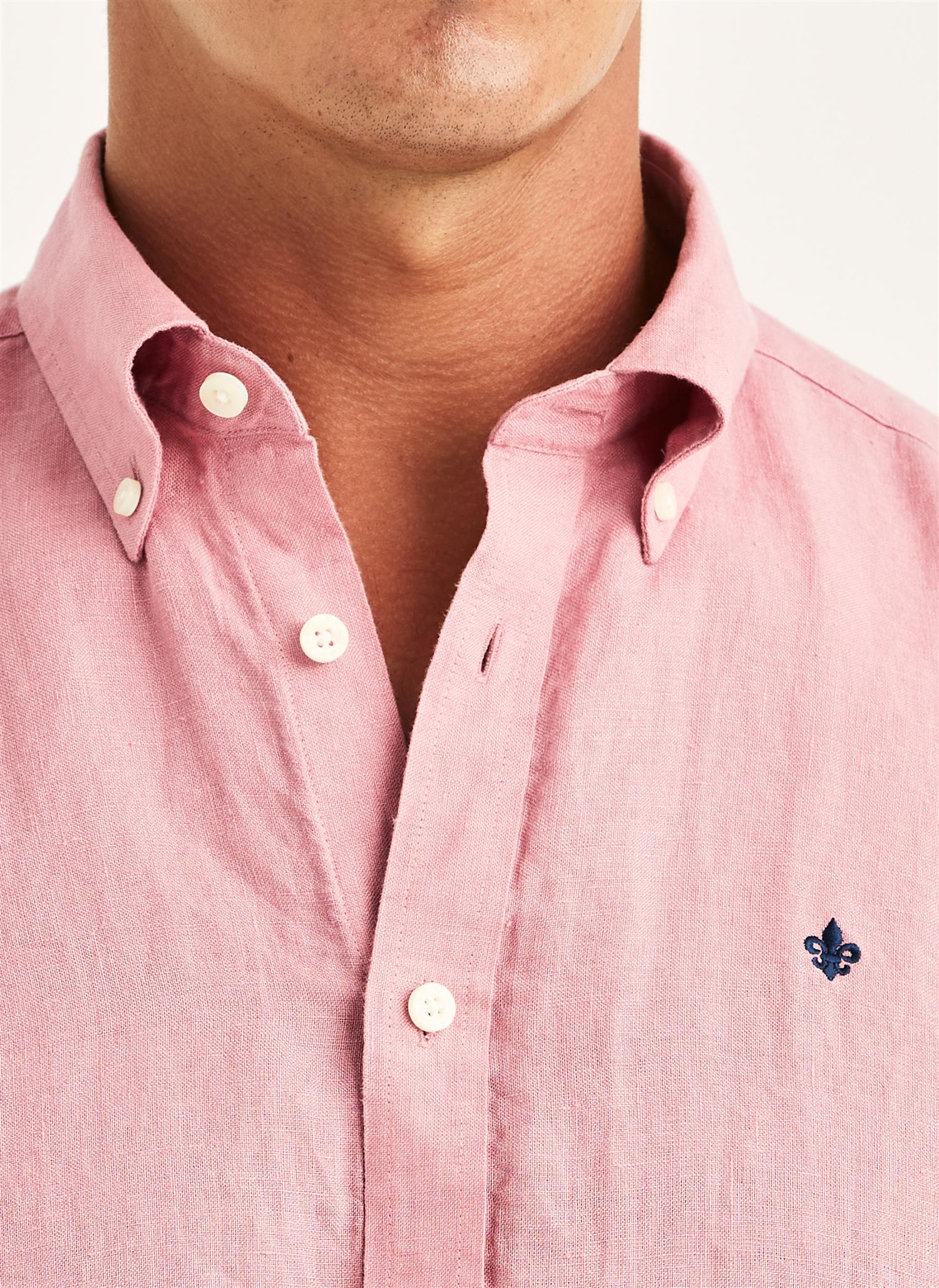 Douglas Linen Shirt-Classic Fit  Pink - Image 4