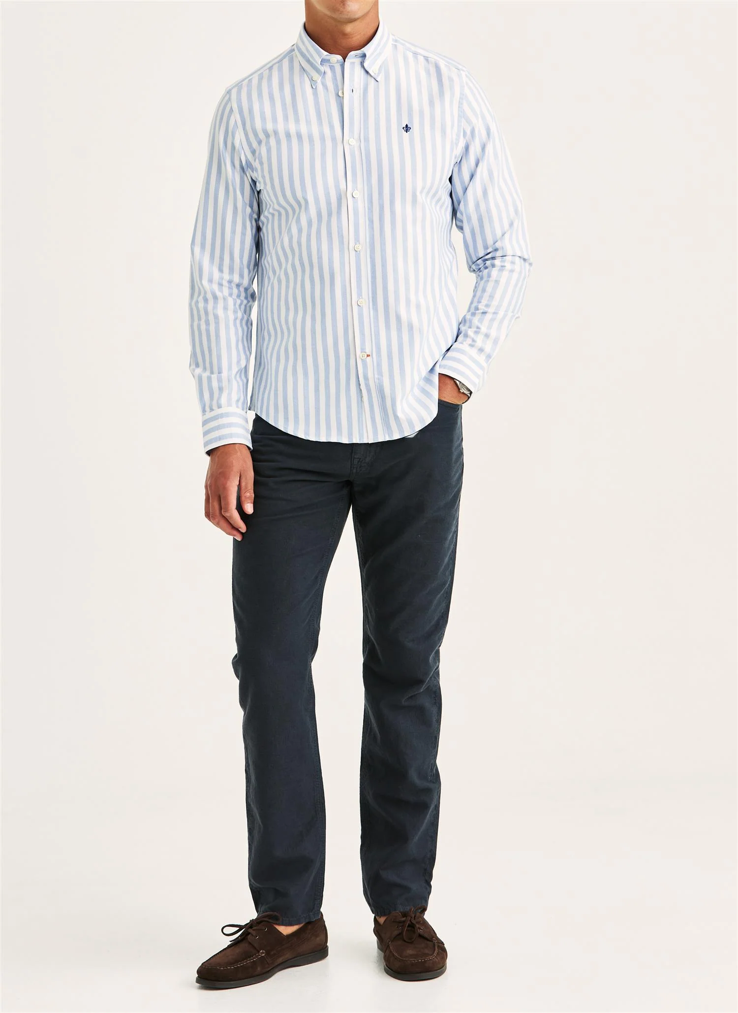 Douglas Oxford Stripe Shirt-Slim Fit Light Blue - Image 3