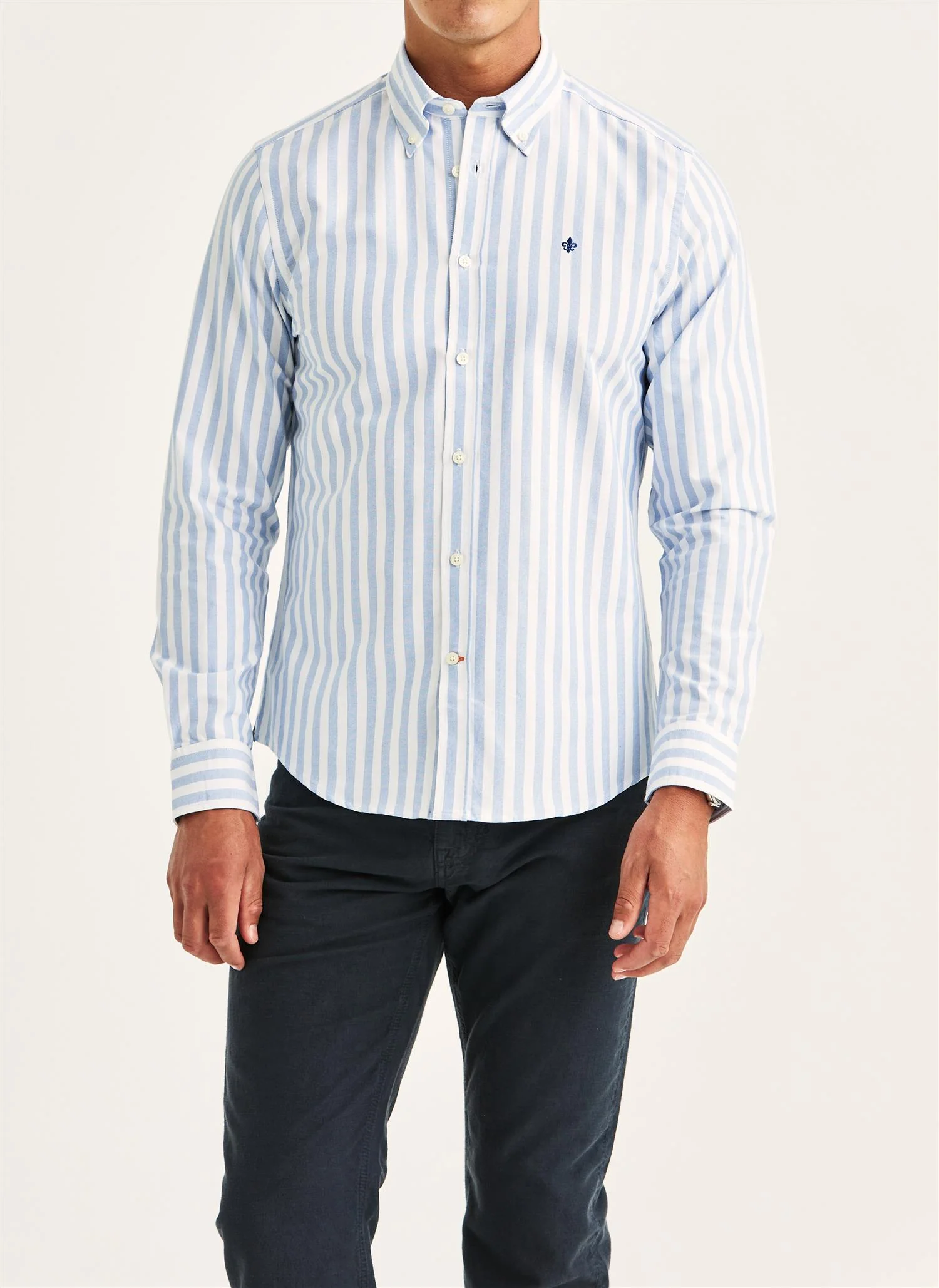 Douglas Oxford Stripe Shirt-Slim Fit Light Blue - Image 4