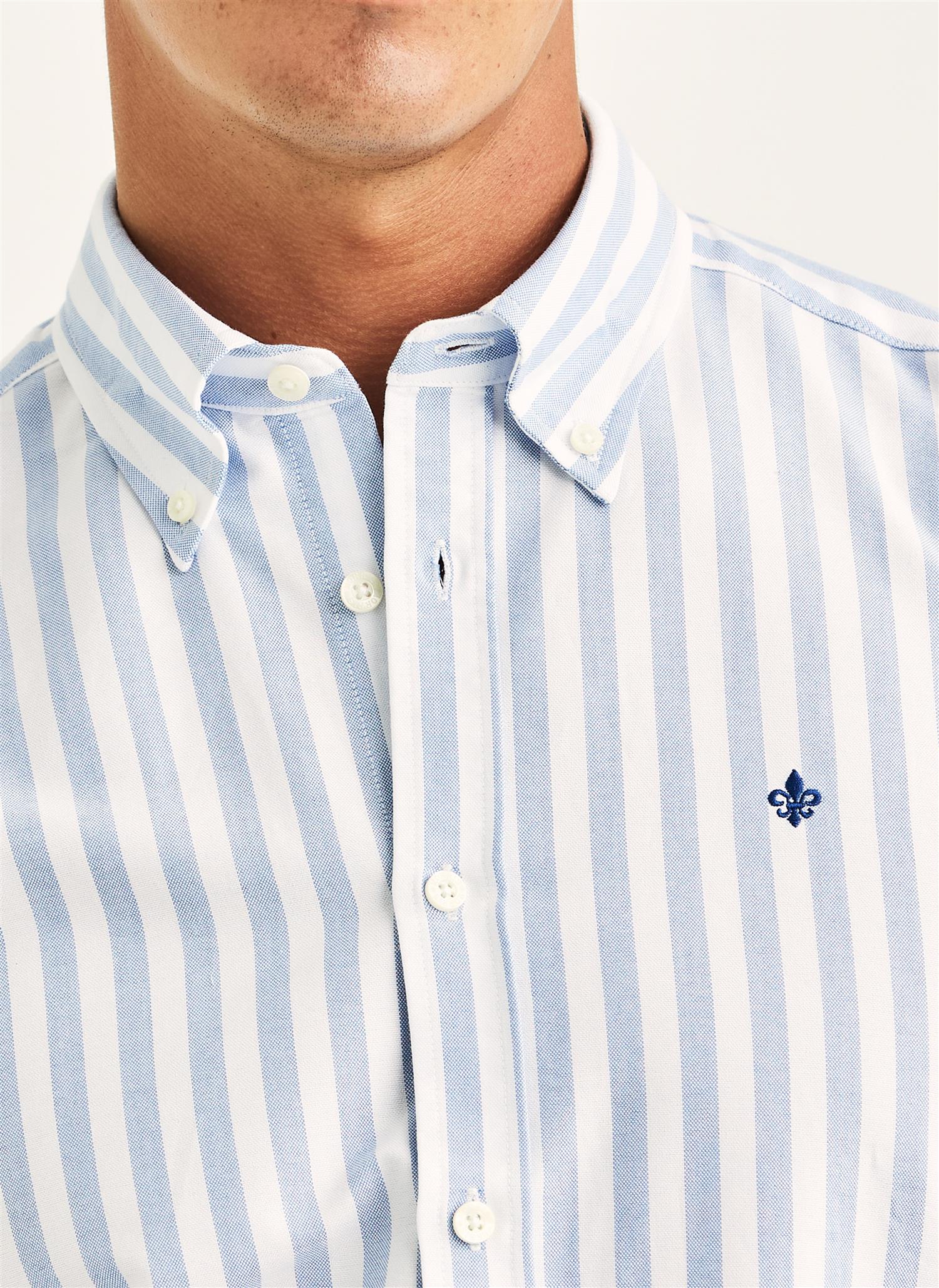 Douglas Oxford Stripe Shirt-Slim Fit Light Blue - Image 7