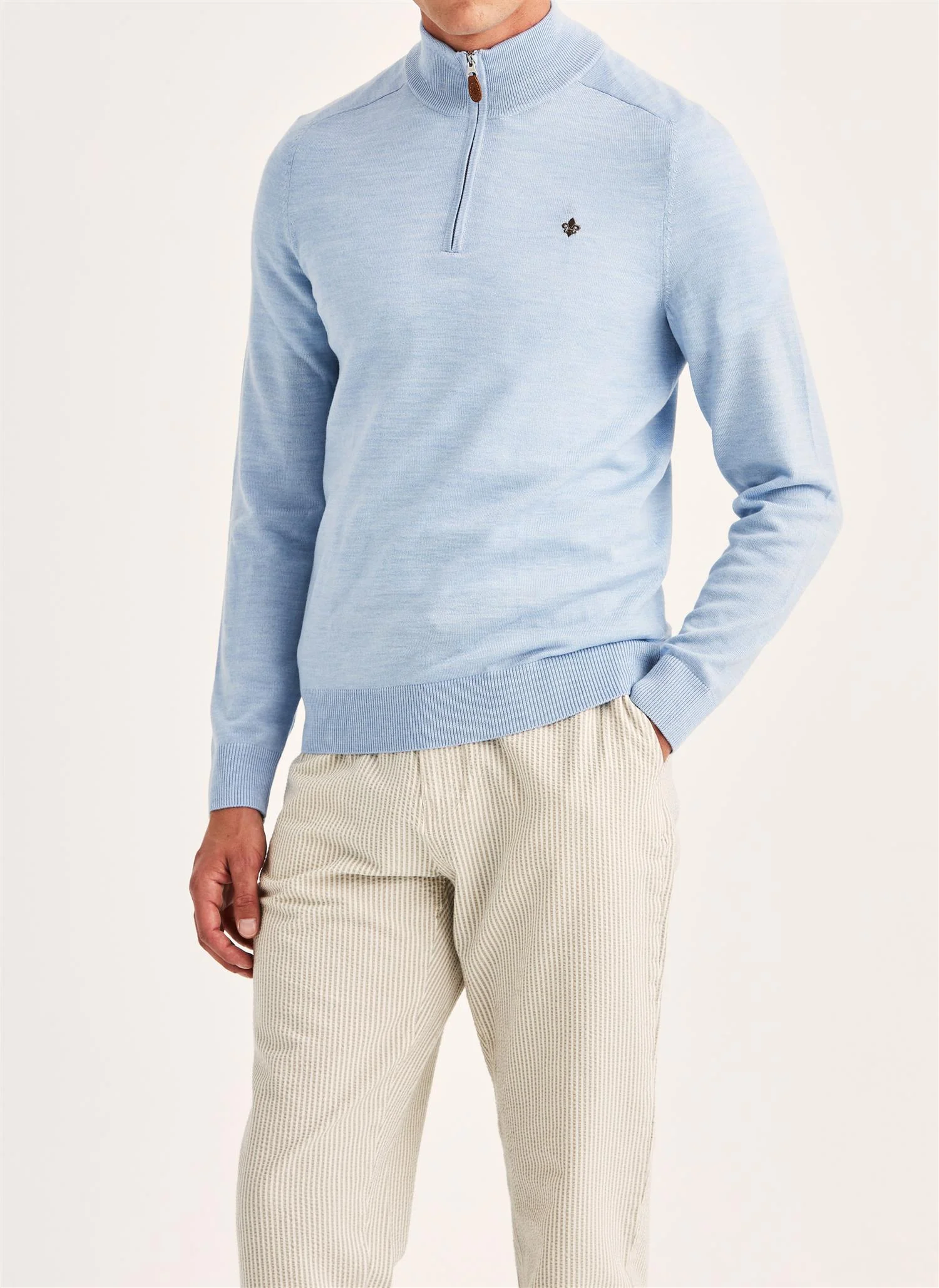 Merino John Zip  Light Blue