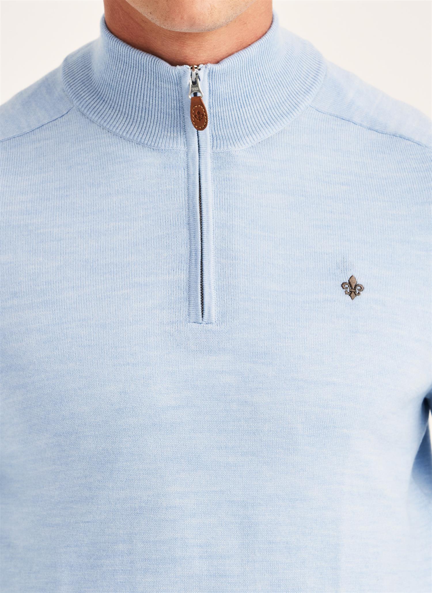 Merino John Zip  Light Blue - Image 4