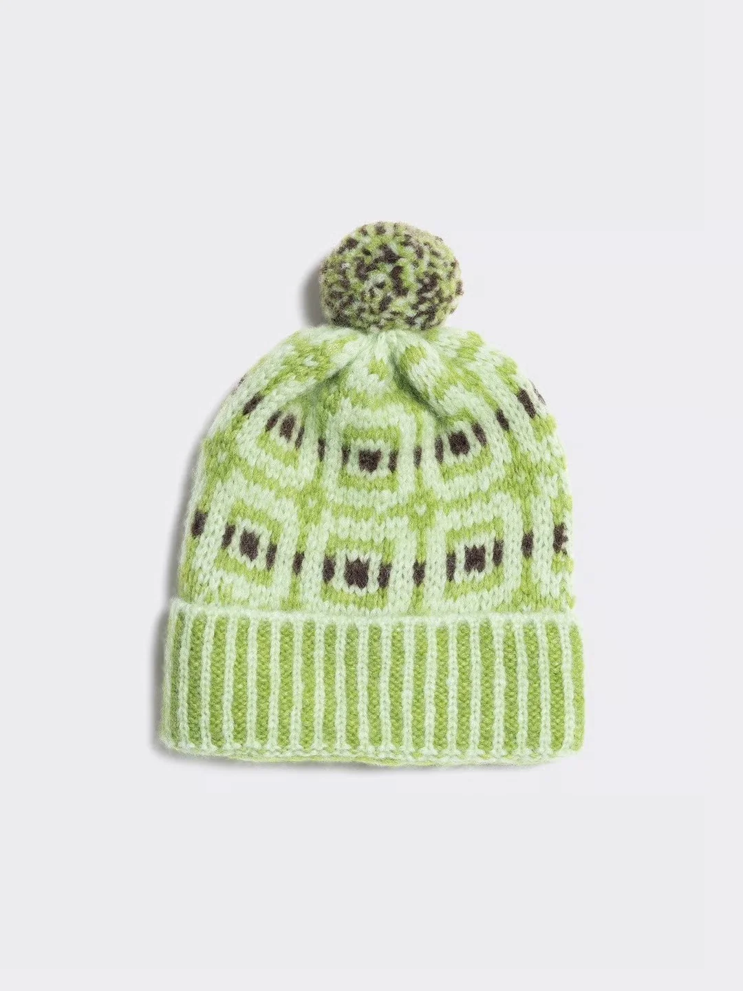Norwegian Wool Beanie Green Mix