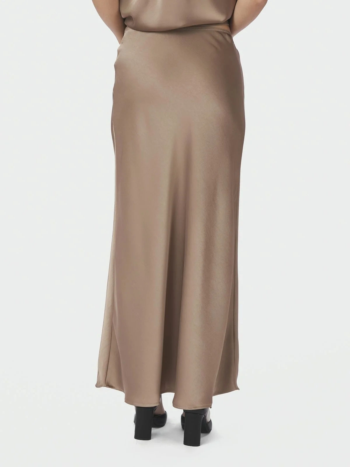 Vicky Heavy Sateen Skirt  Dark Taupe - Image 4