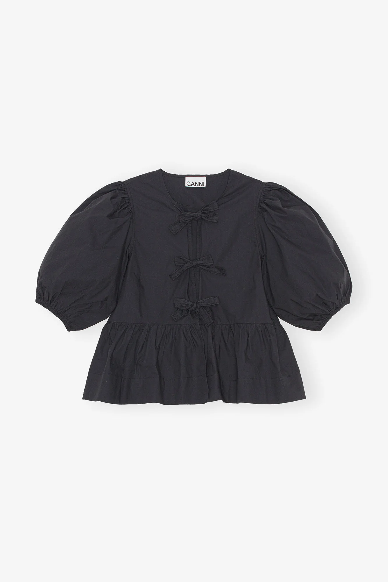 POPLIN PEPLUM BLOUSE Black