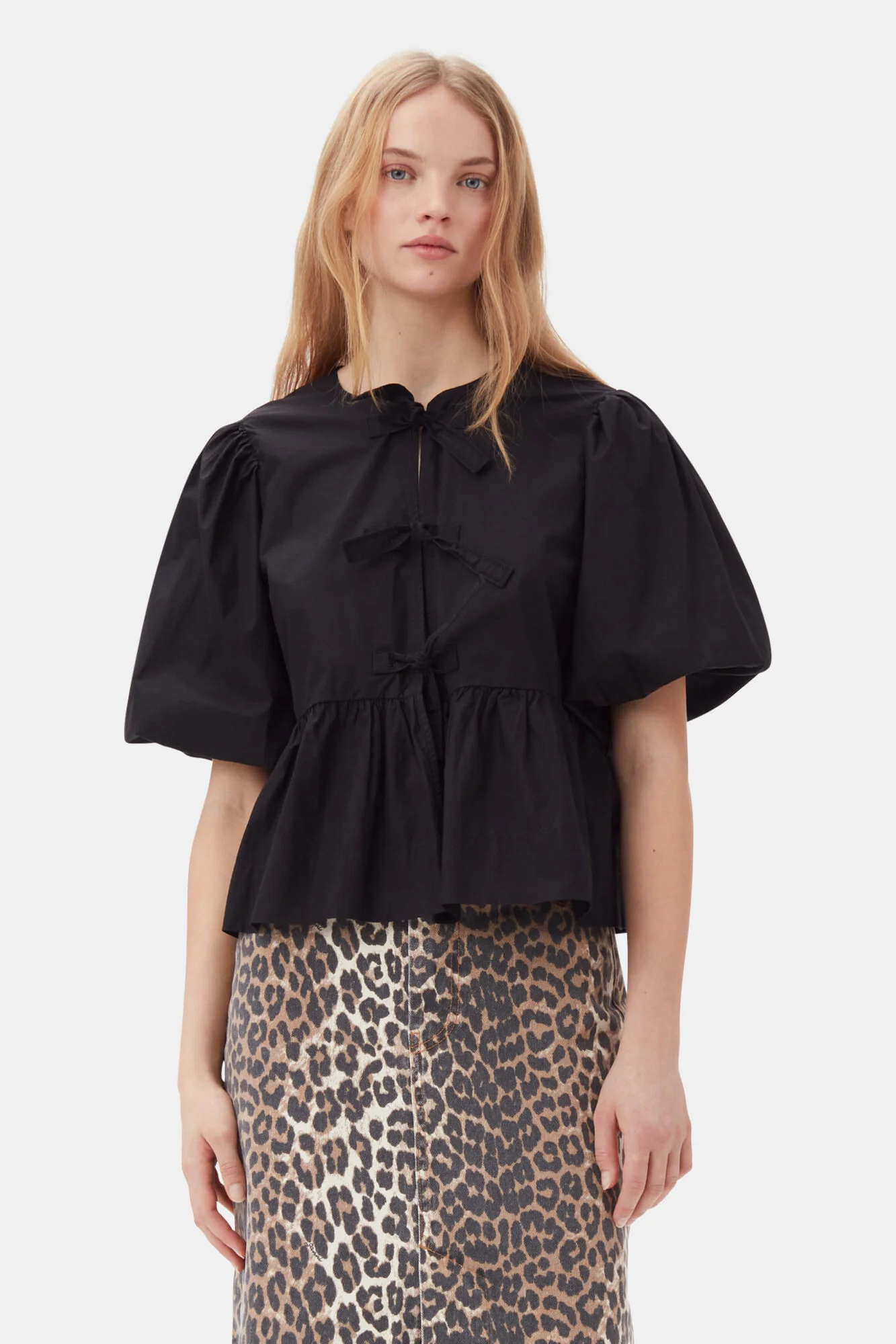 POPLIN PEPLUM BLOUSE Black - Image 3