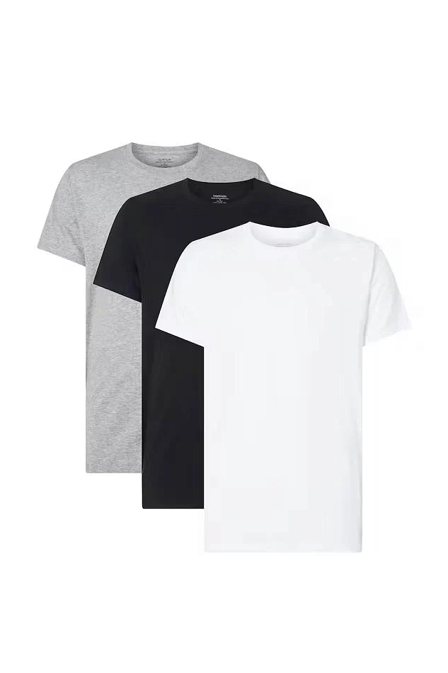 S/s Crew Neck 3pk - Nos  Black, White, Grey Heather