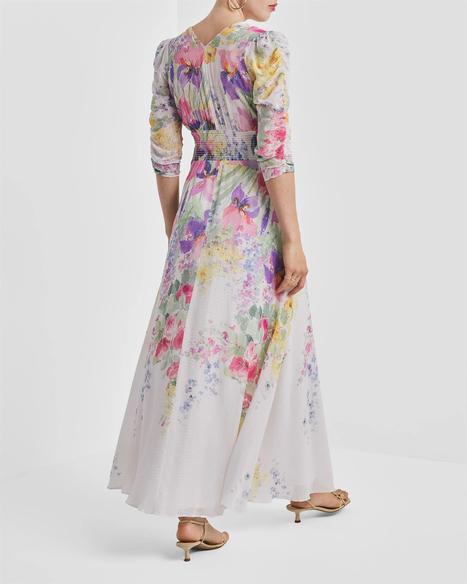 Dotted Georgette Button-Down Dress Flower Meadow - Image 2
