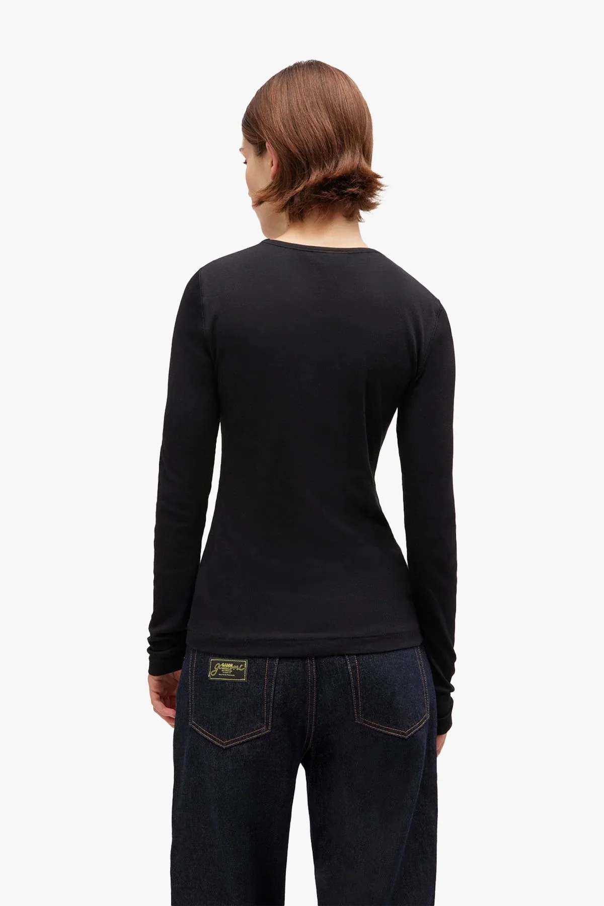 SOFT COTTON RIB LONGSLEEVE TOP  Phantom - Image 2