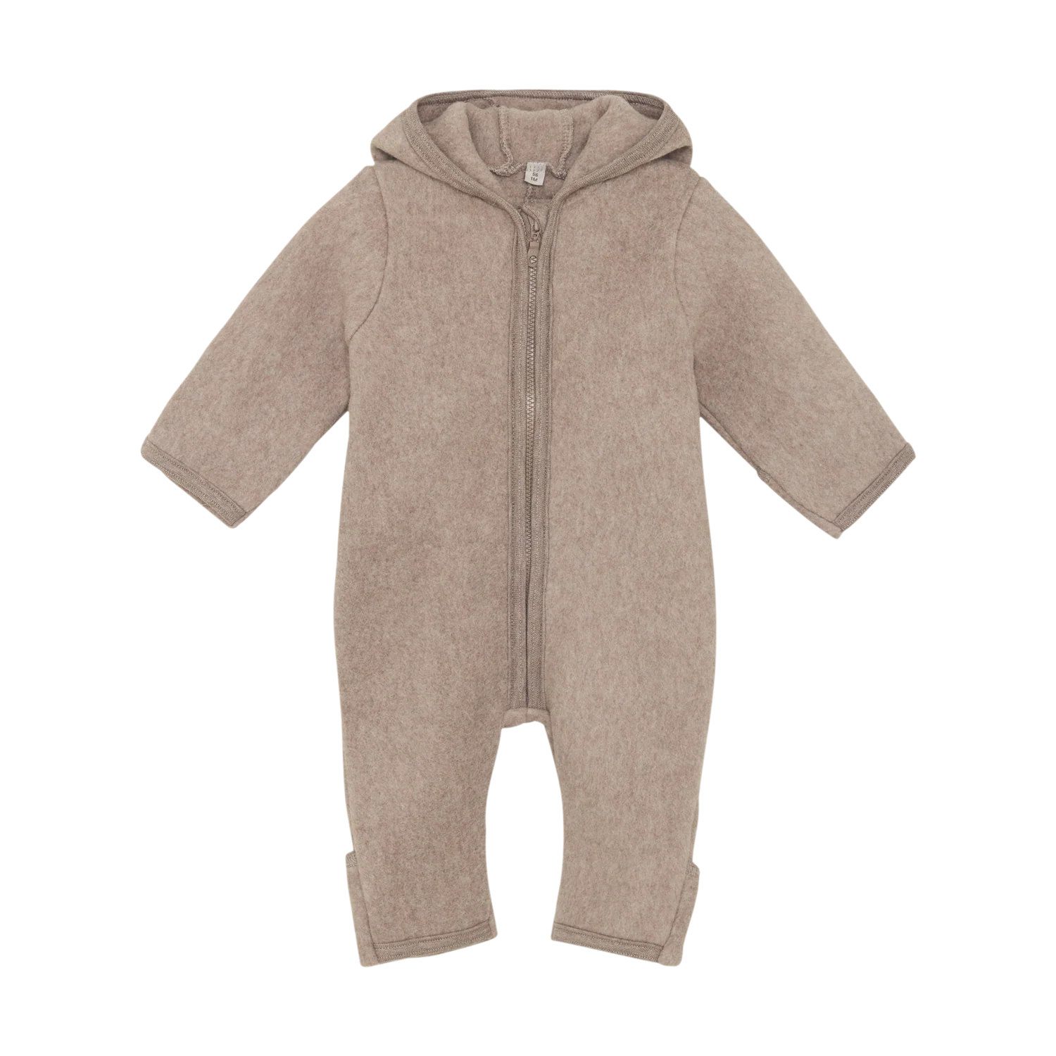 Pram Suit Ears Cot. Fleece Savannah Melange