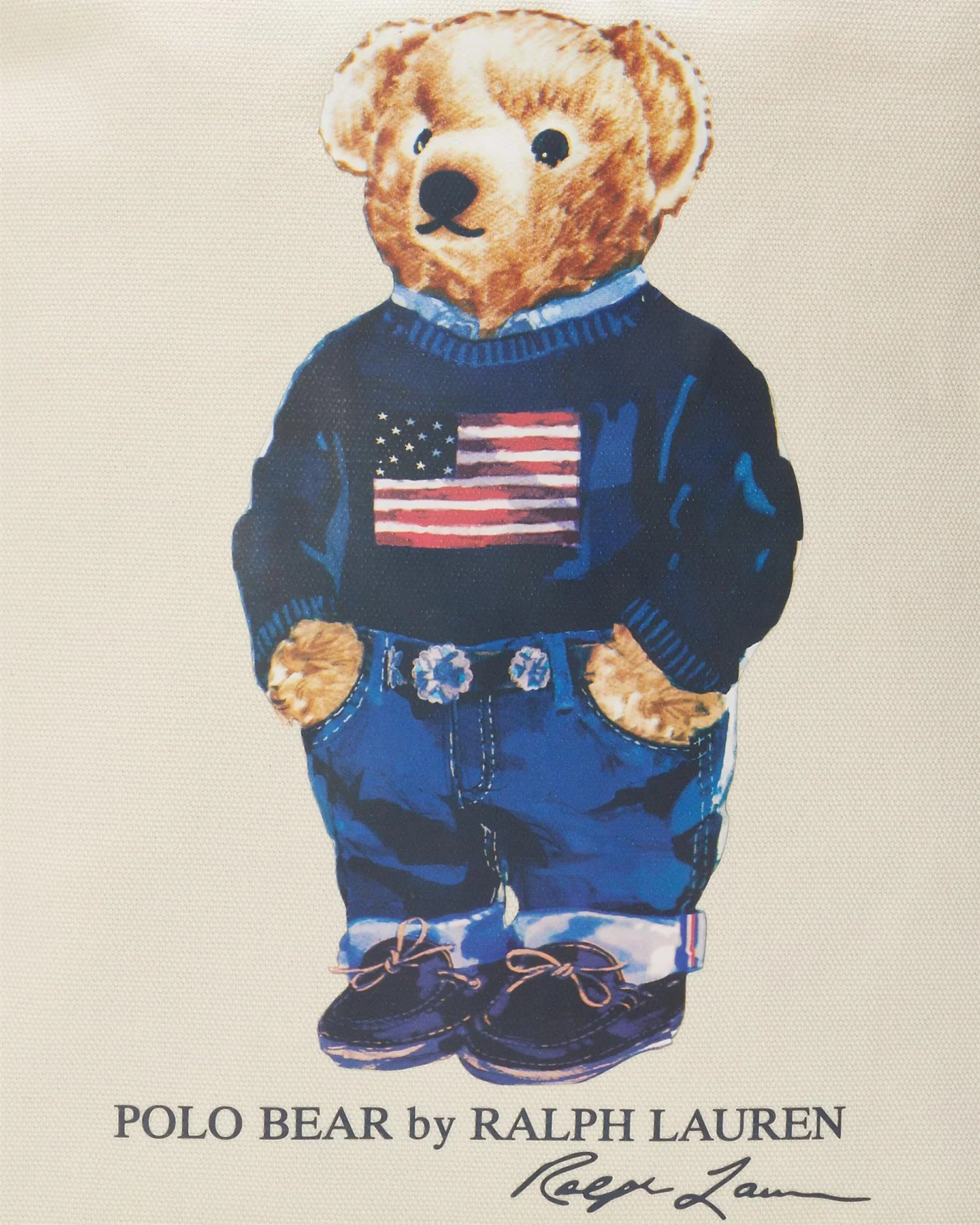 Polo Bear Cotton Canvas Tote Creme - Image 4