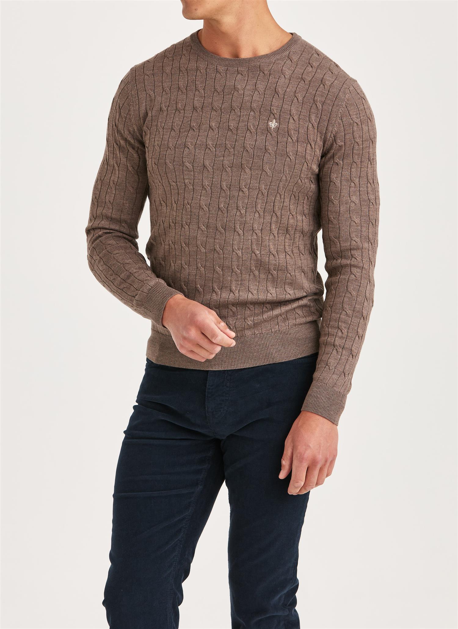 MERINO CABLE ONECK Brown