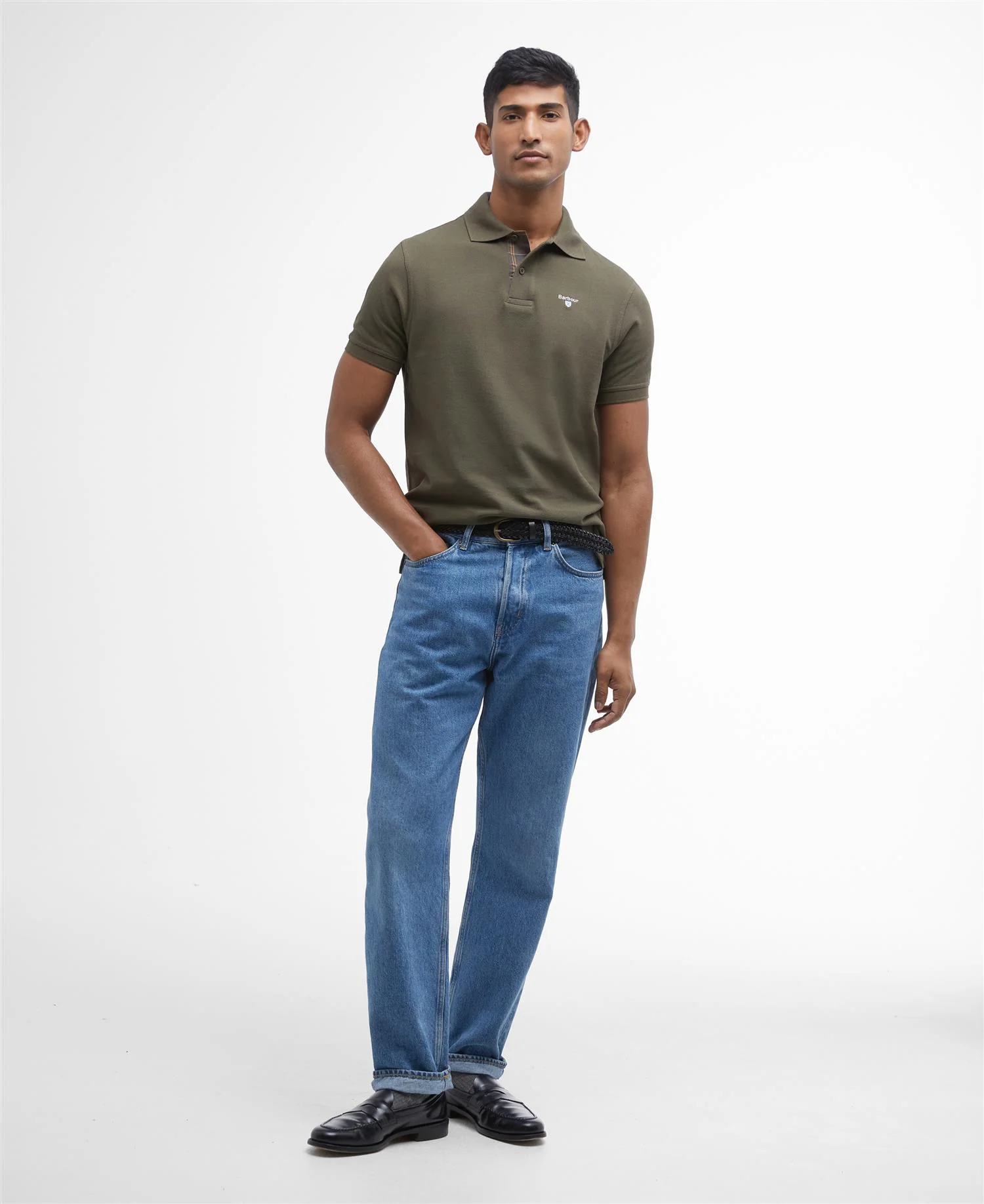 Tartan pique polo shirt Olive - Image 3
