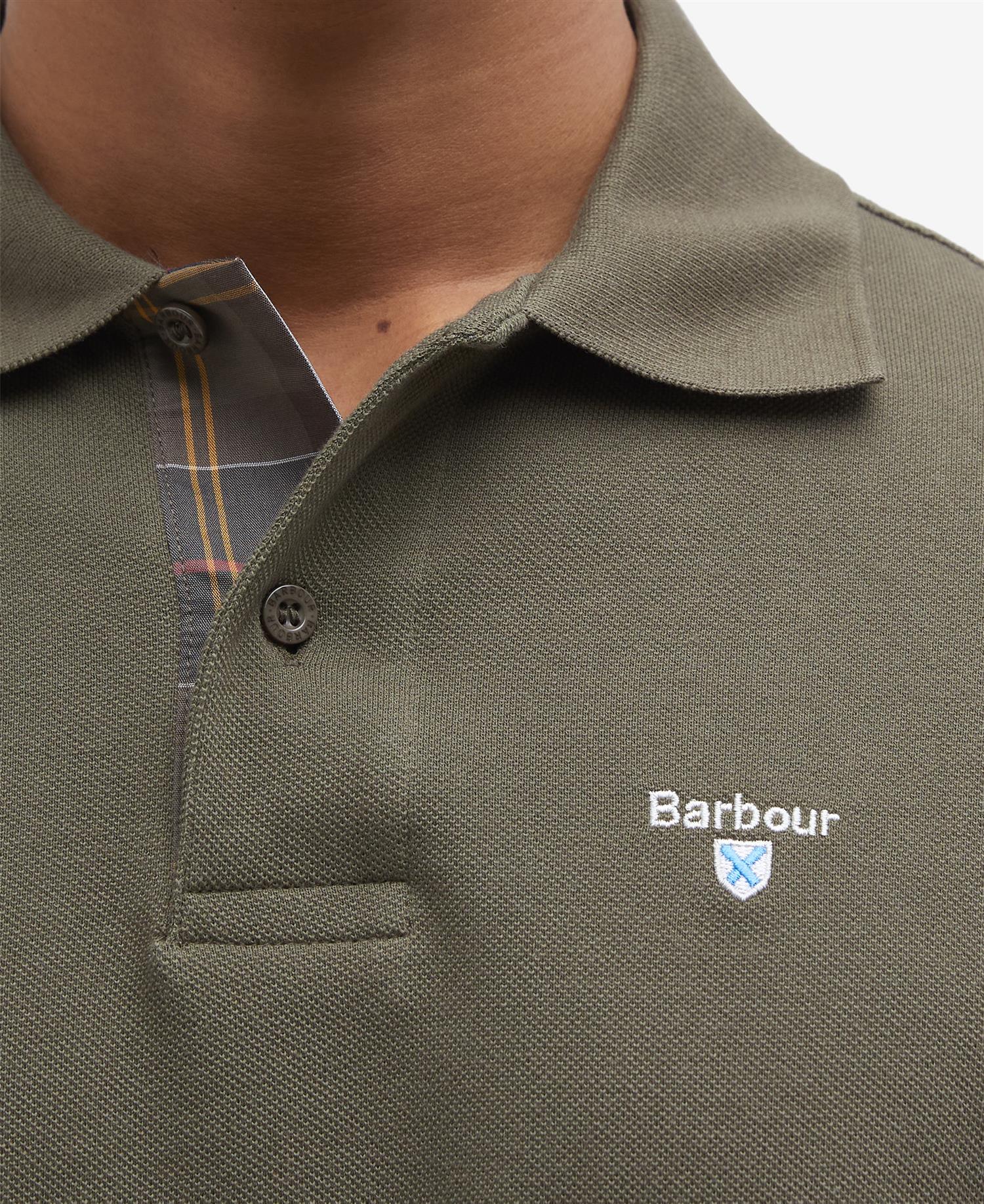 Tartan pique polo shirt Olive - Image 4