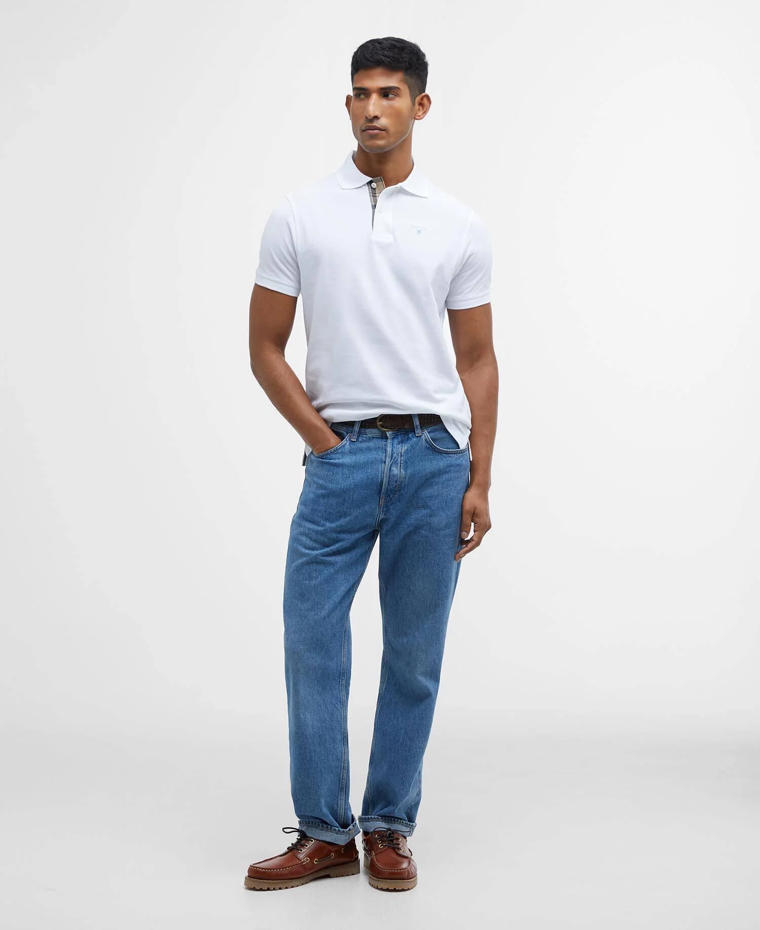 Tartan pique polo shirt  White - Image 3