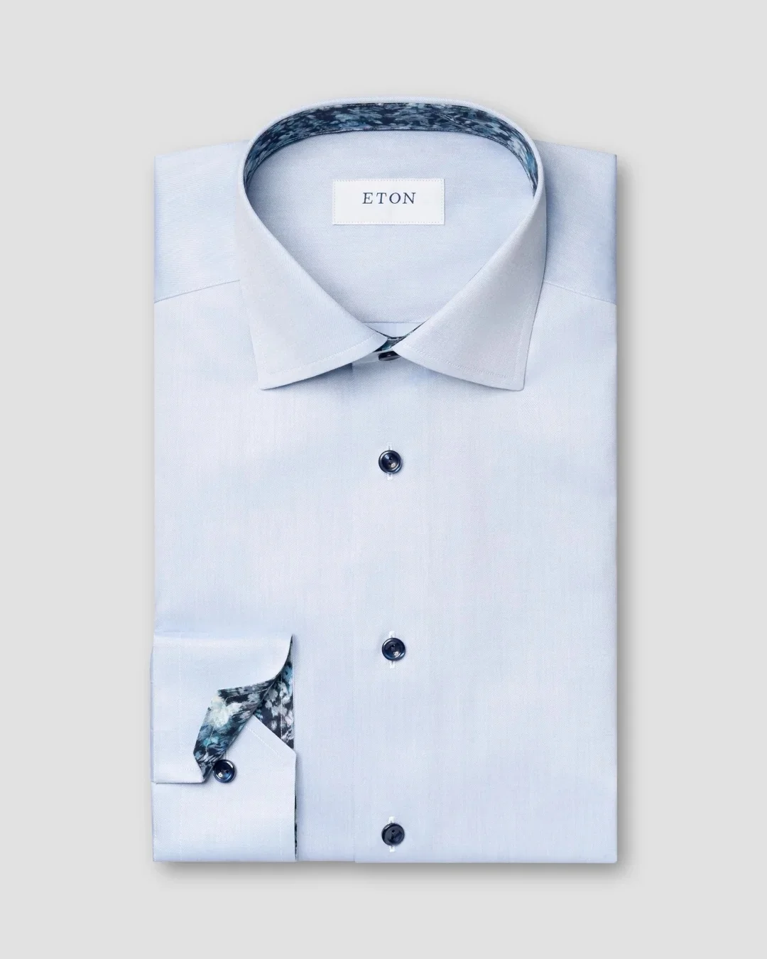 Floral Effect Signature Twill Shirt Light Blue