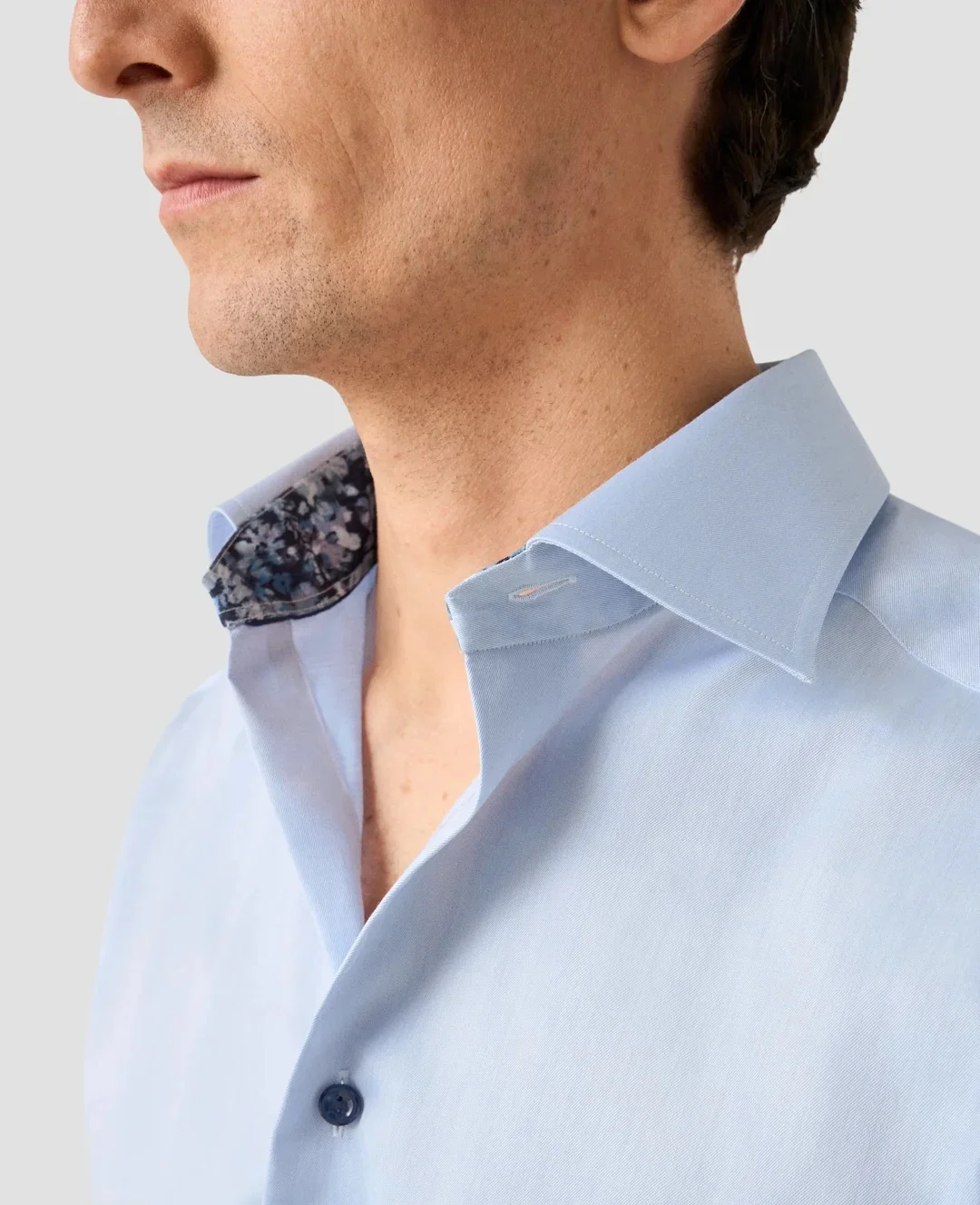 Floral Effect Signature Twill Shirt Light Blue - Image 2