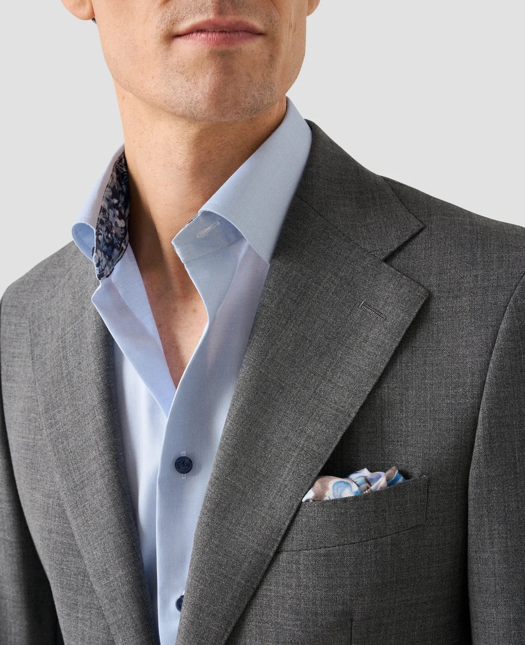 Floral Effect Signature Twill Shirt Light Blue - Image 4