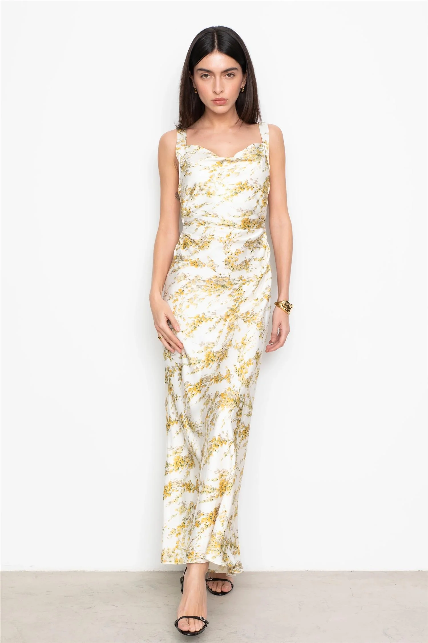 Anna Dress  Yellow Mimosa Print - Image 2