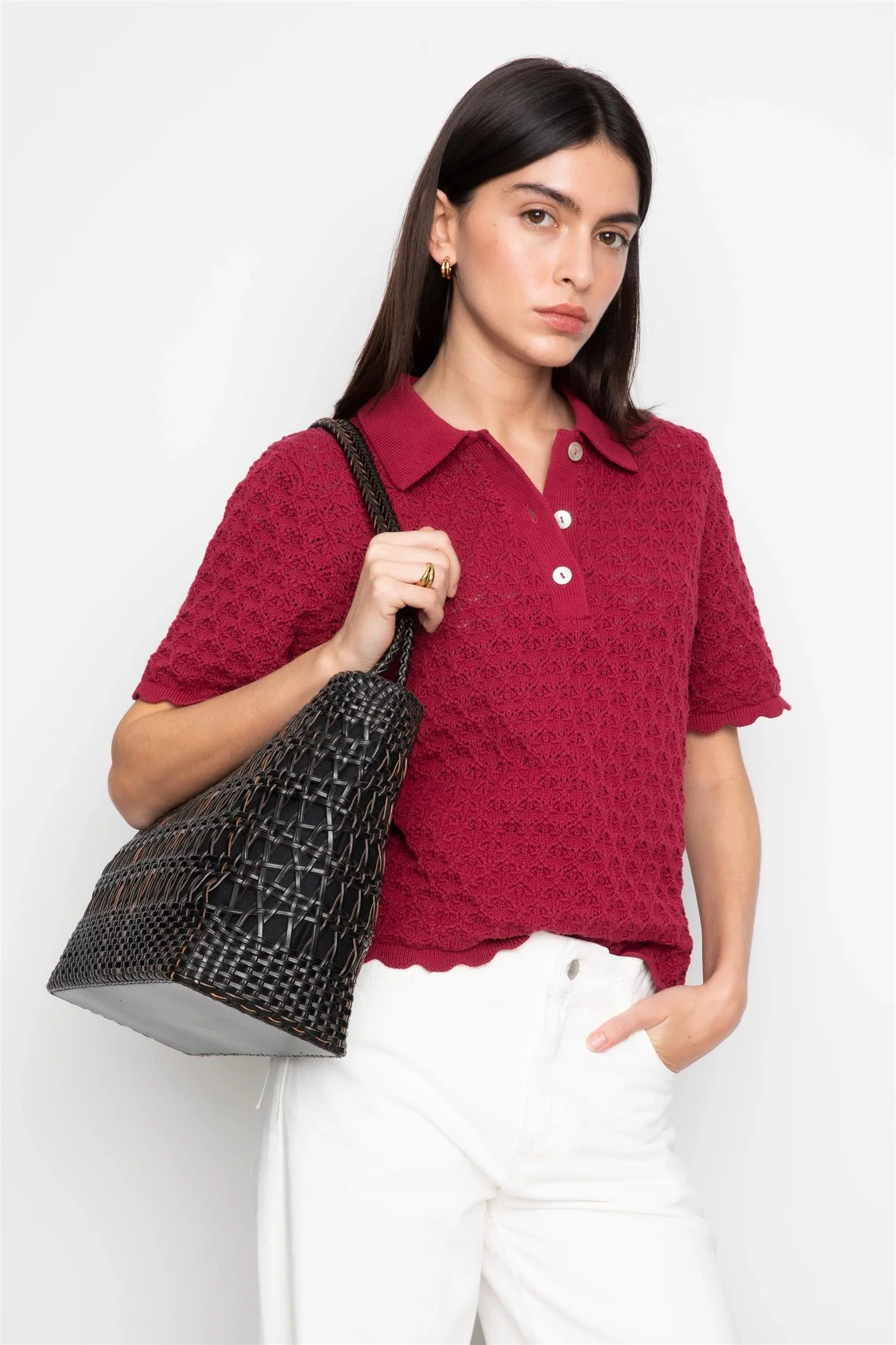 Gwen Knit Tee  Berry - Image 2