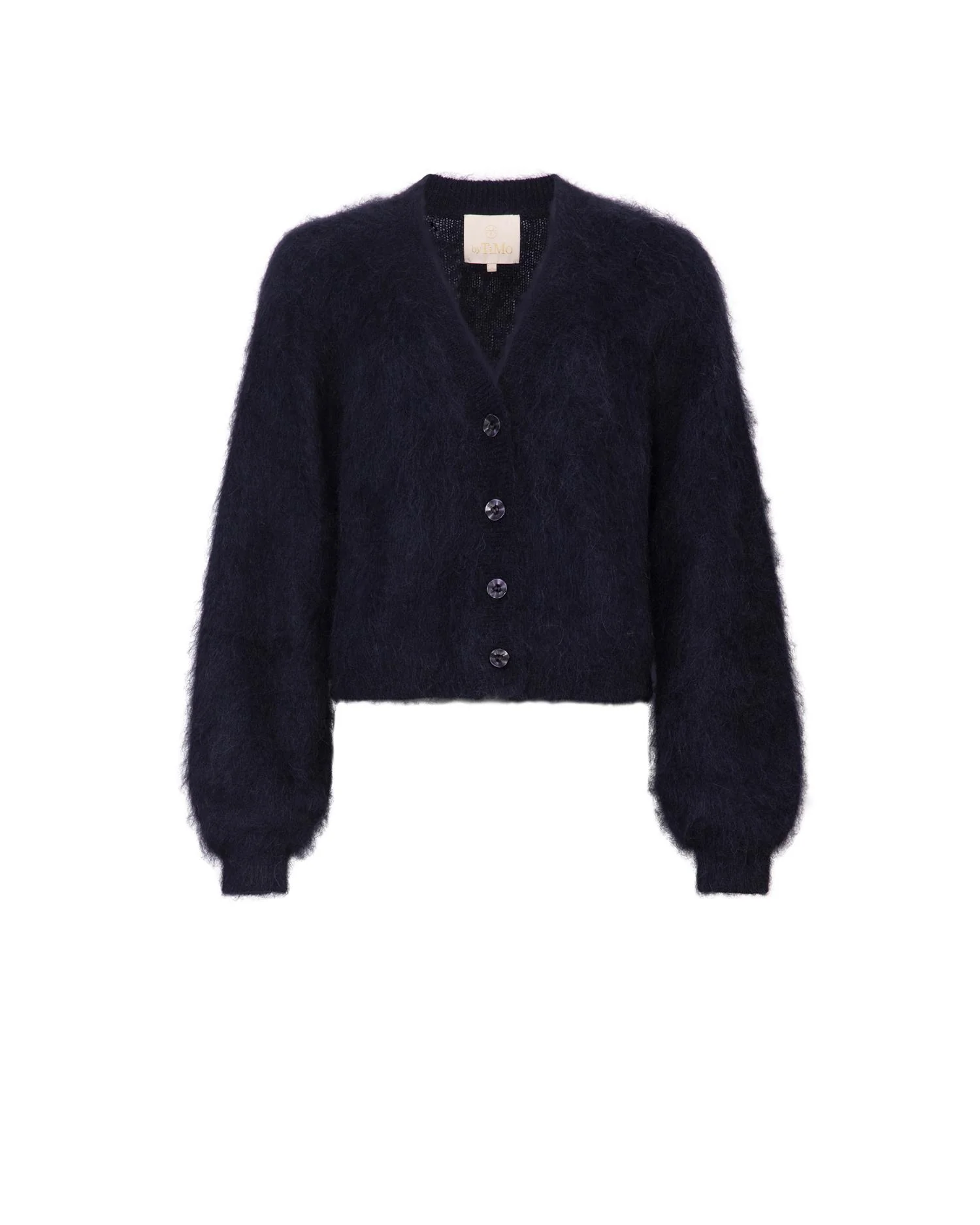 HAIRY KNIT V-NECK JACKET Navy