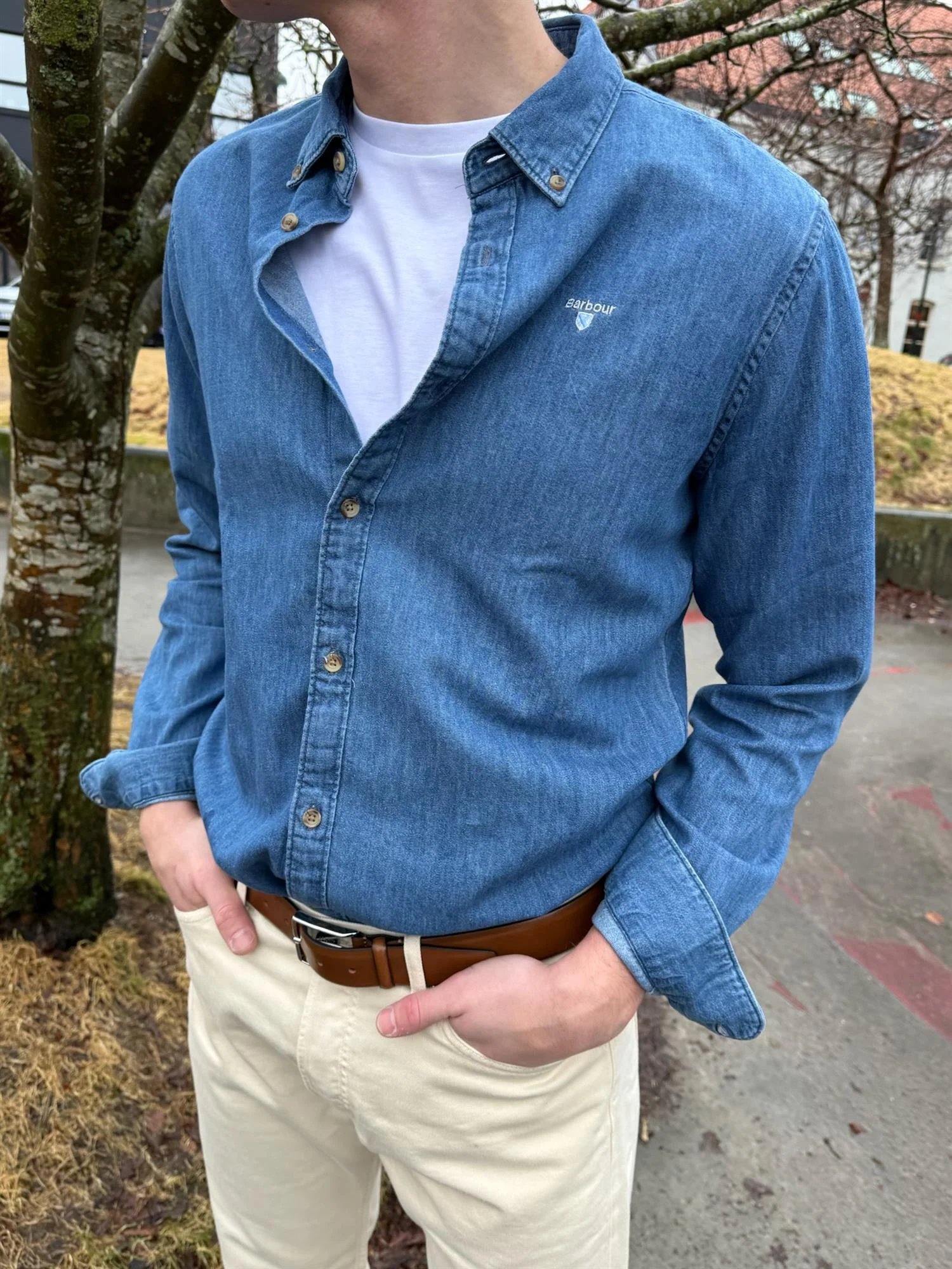 Barbour Crest Shirt  Chambray - Image 7