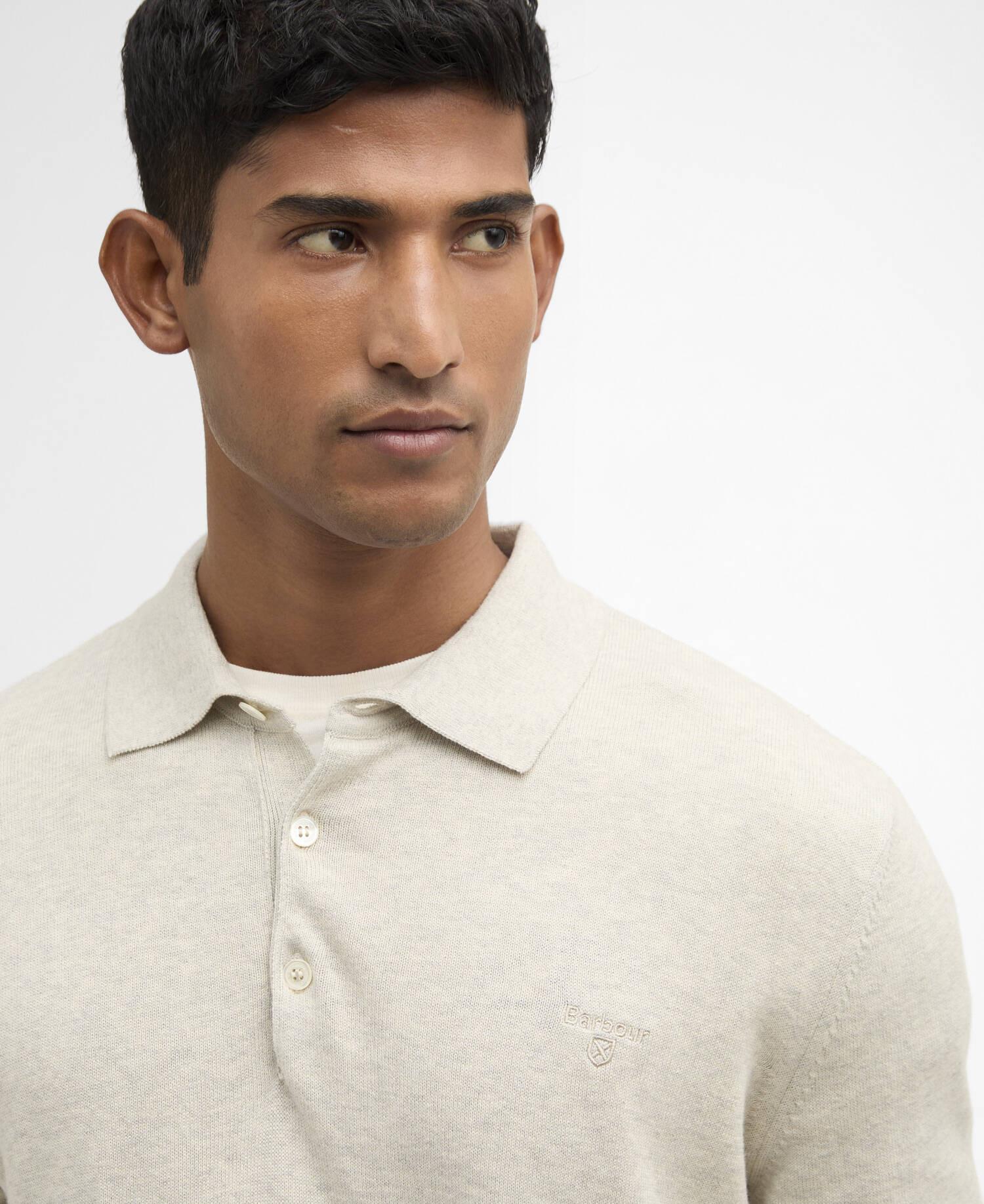 Barbour Pima Knit Polo Neutral - Image 5
