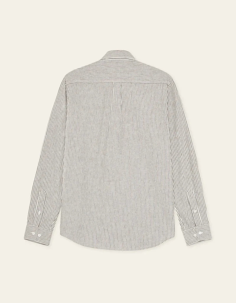 Konrad Stripe Cotton Linen Shirt  Teak Brown - Image 2