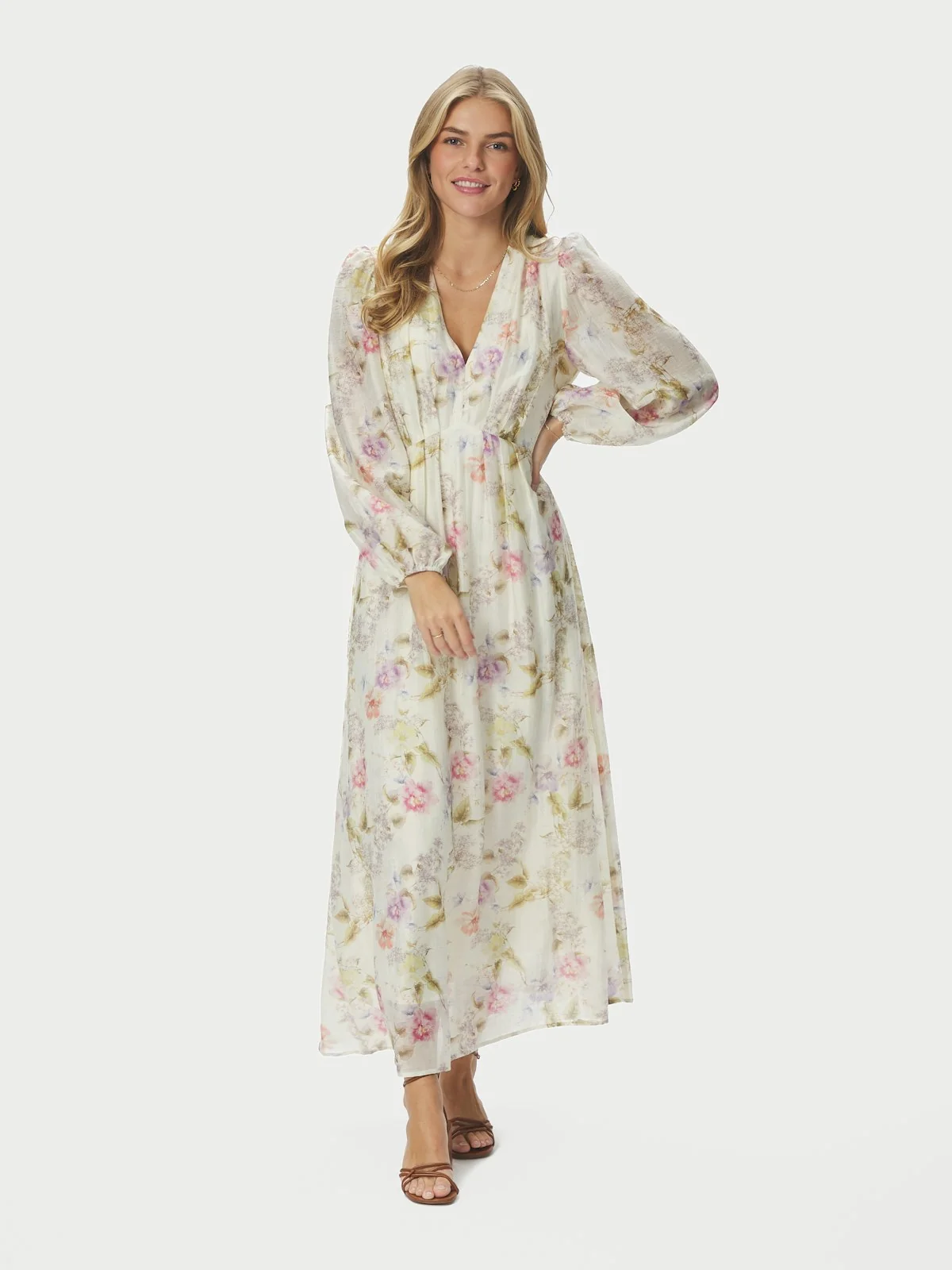 Silfi Vintage Flower Dress Off White - Image 5