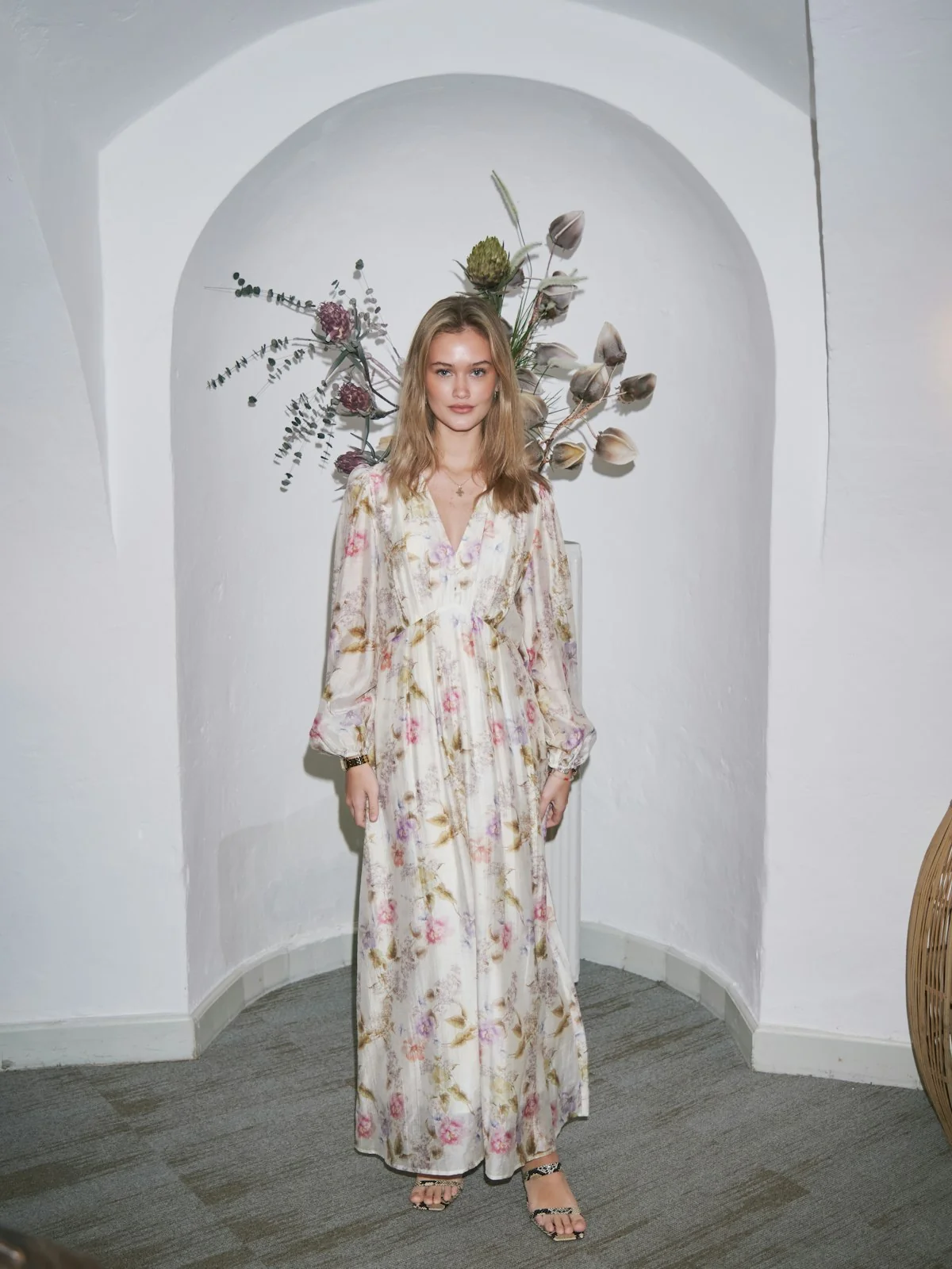 Silfi Vintage Flower Dress Off White - Image 7