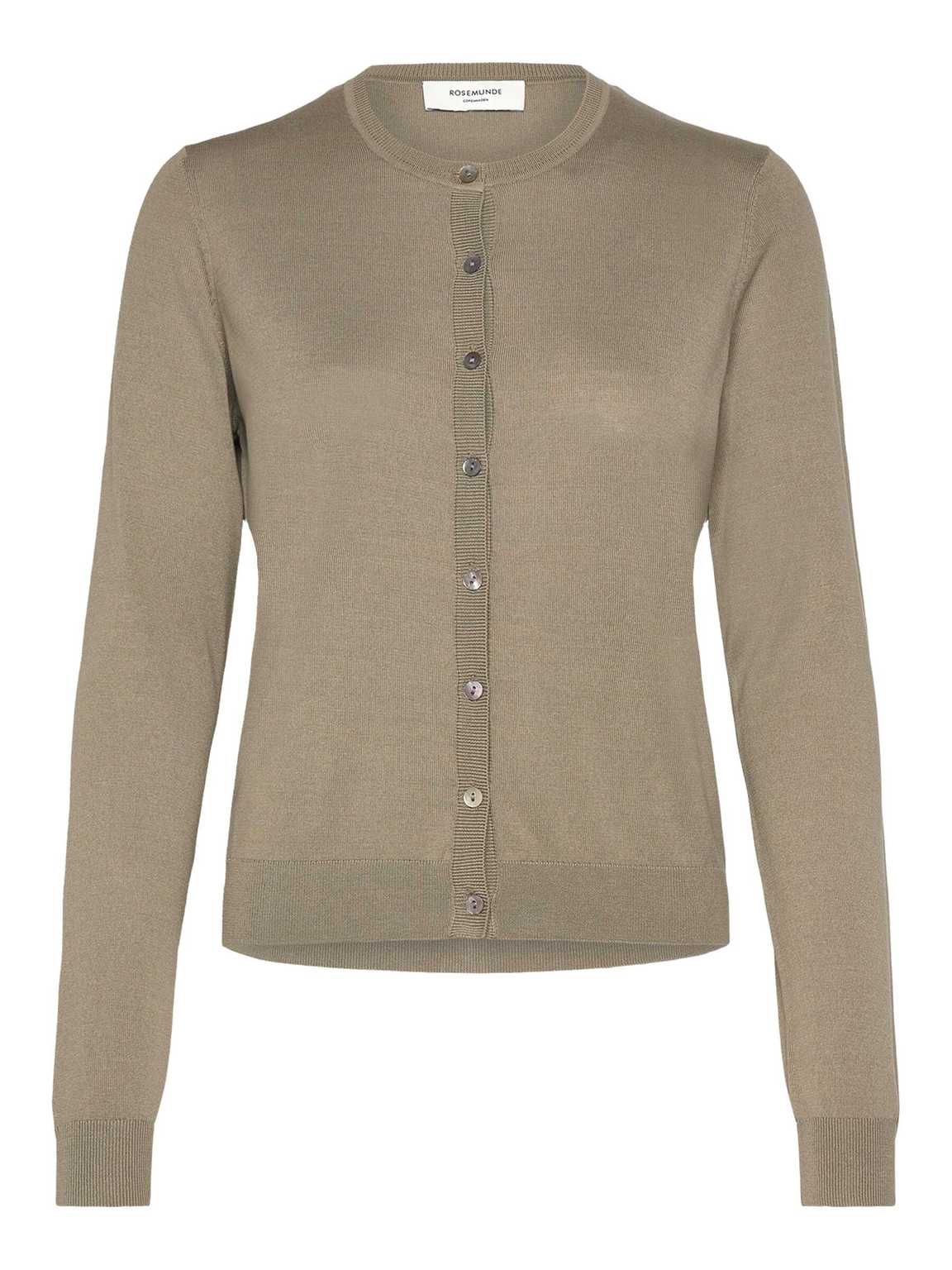 RWCapri Silk LS O-neck Cardigan Dried Sage