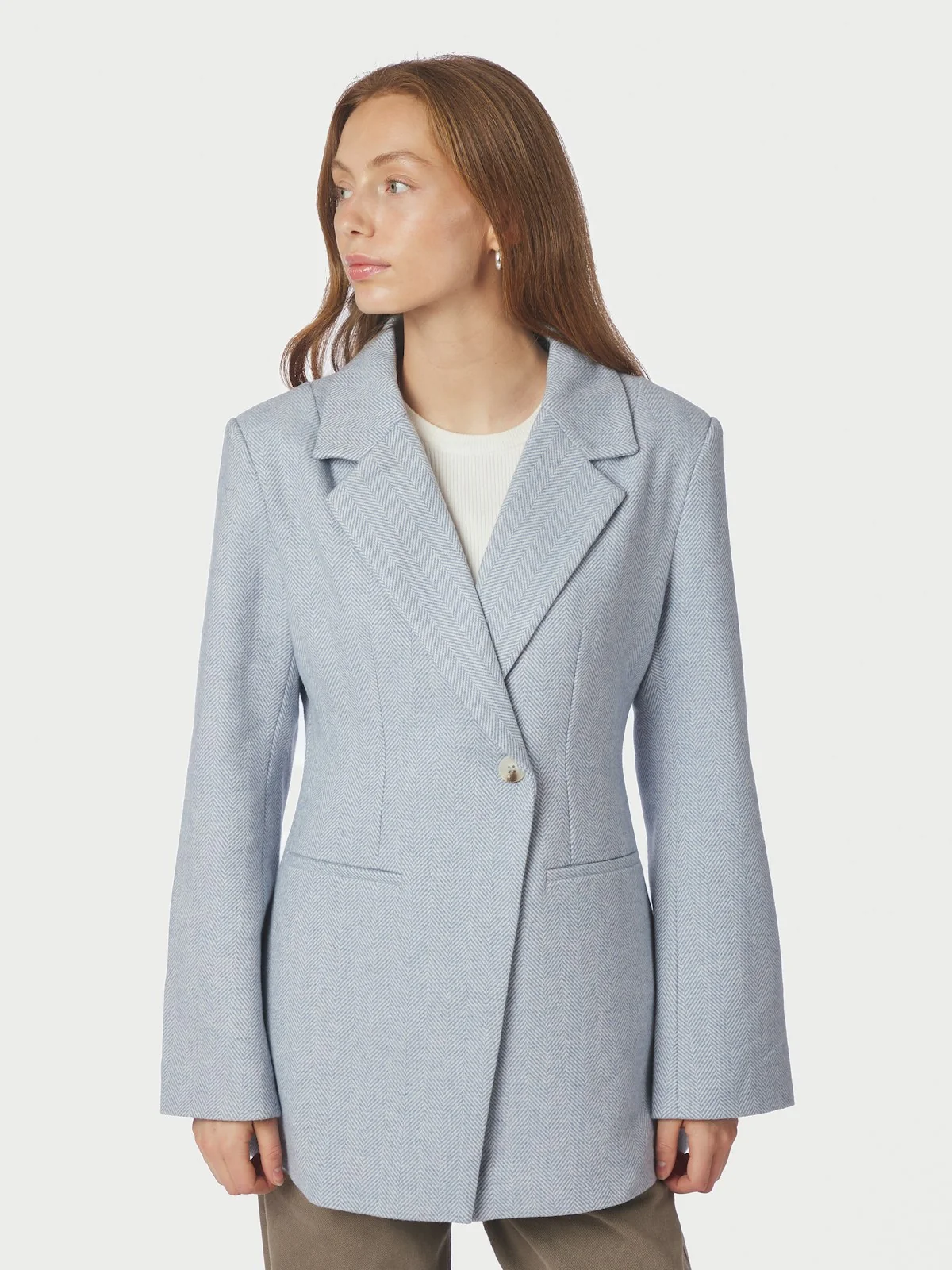 Bowie Herringbone S Blazer  Light Blue - Image 4