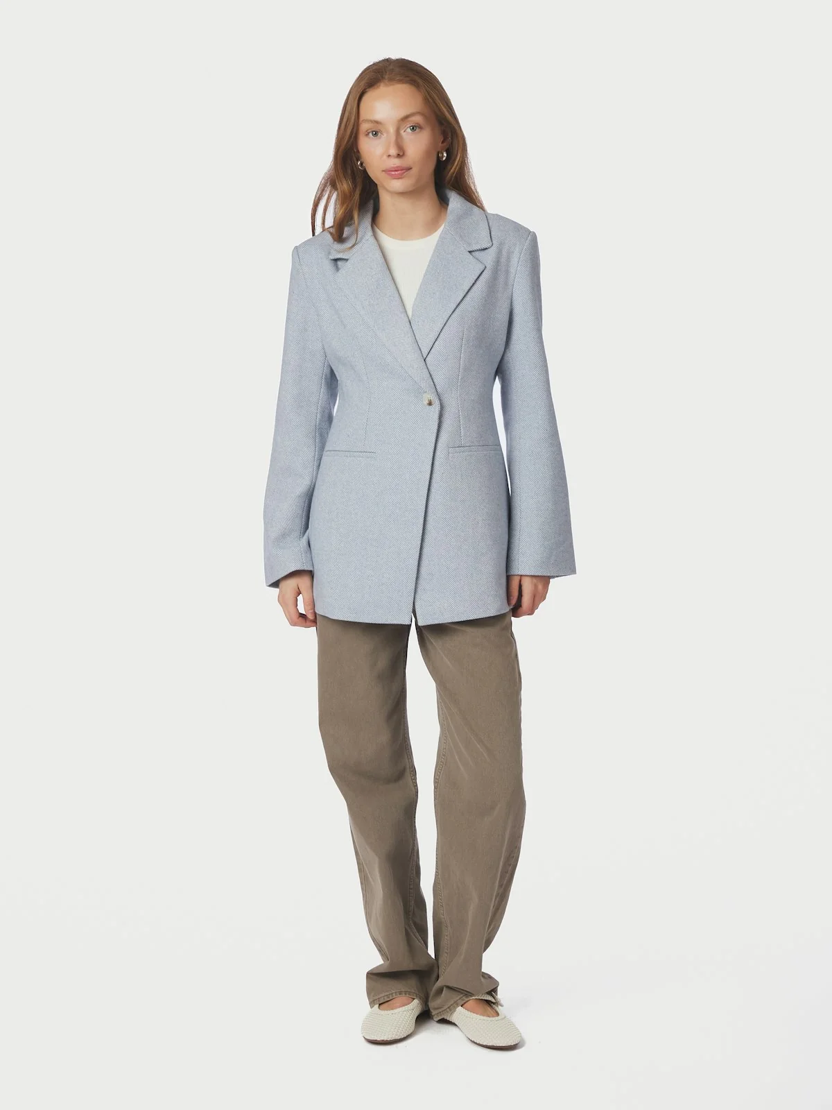 Bowie Herringbone S Blazer  Light Blue - Image 6