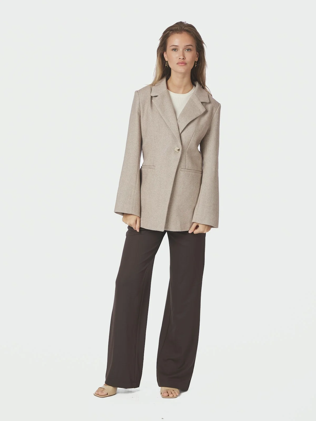Bowie Herringbone S Blazer Sand - Image 3