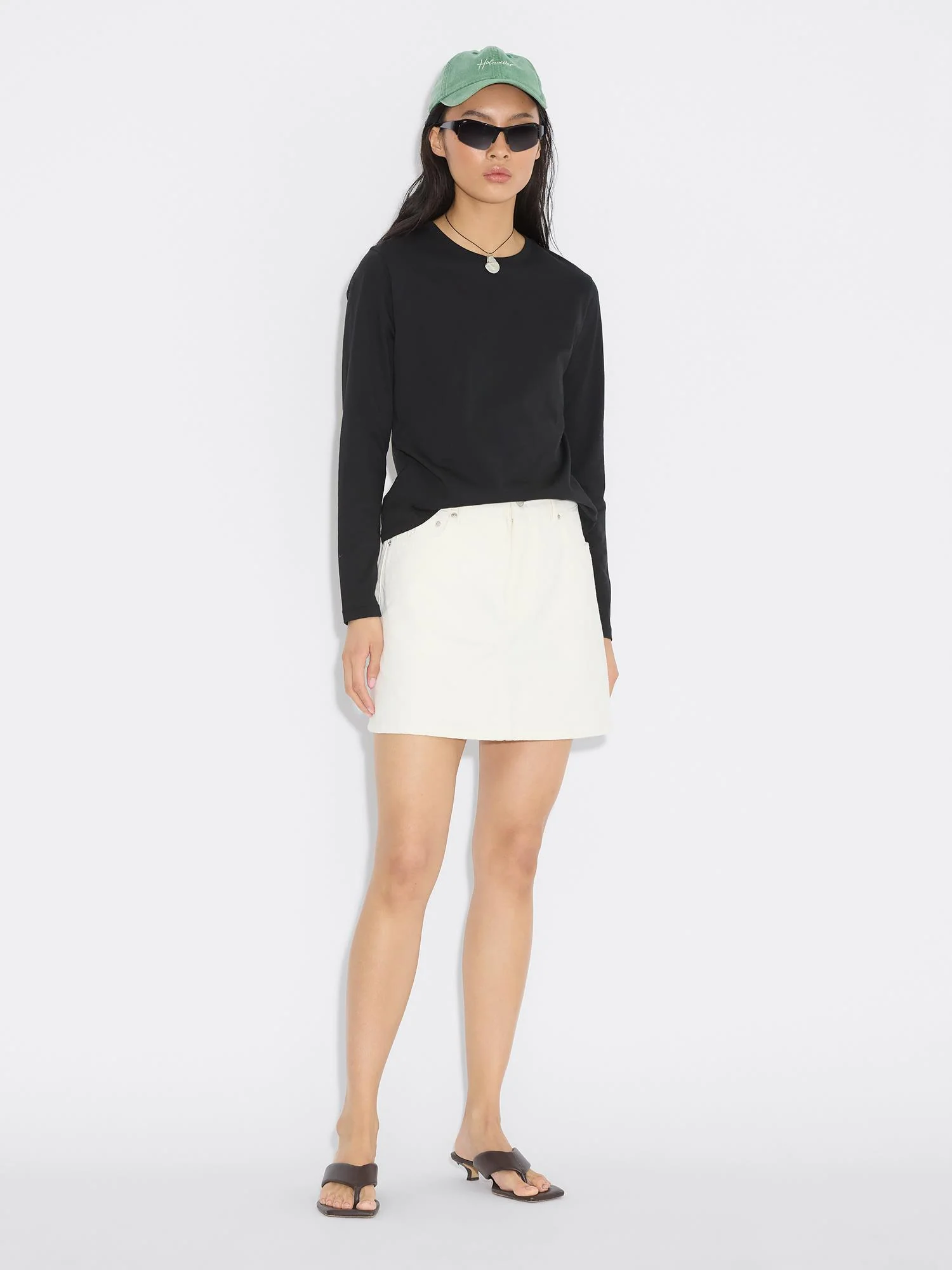 Denim Mini Skirt White - Image 2