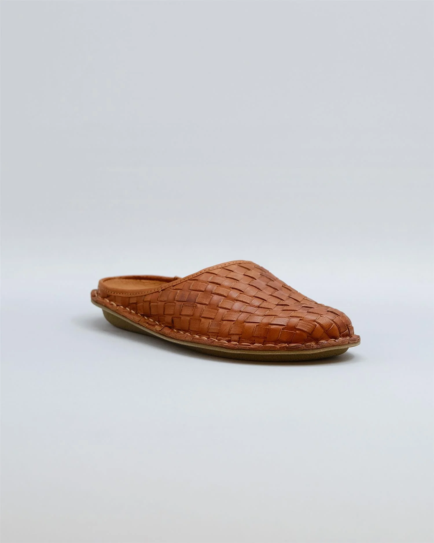 Roma woven leather  Cognac Brown - Image 3