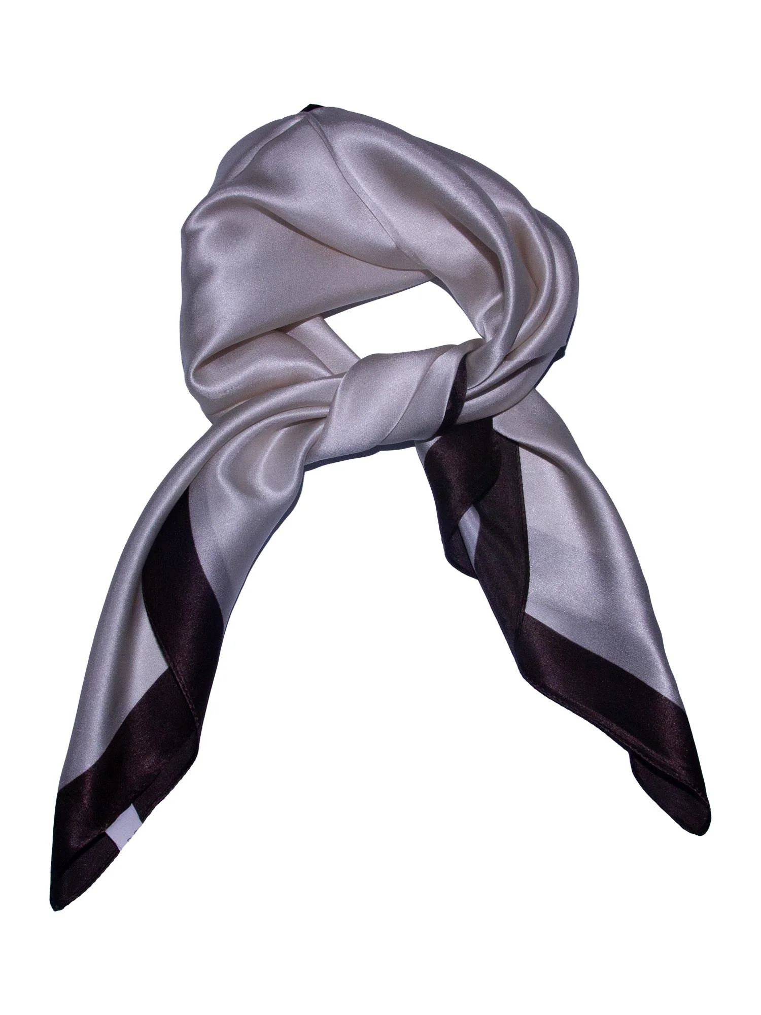 Skjerf m/kant SILKE 70x70  Brun M/Beige