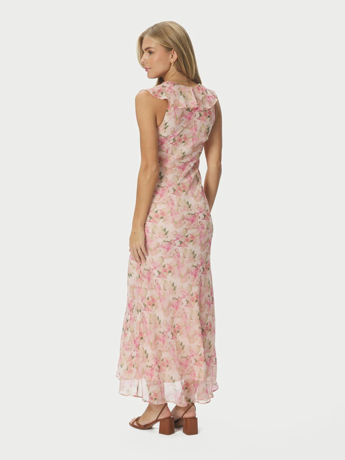 Zella Chiffon Print Dress Dusty Pink - Image 3