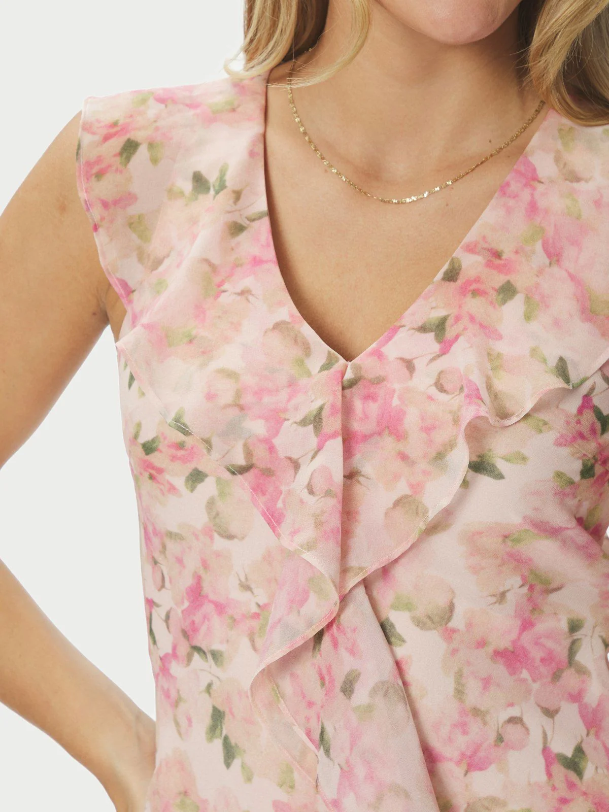 Zella Chiffon Print Dress Dusty Pink - Image 4