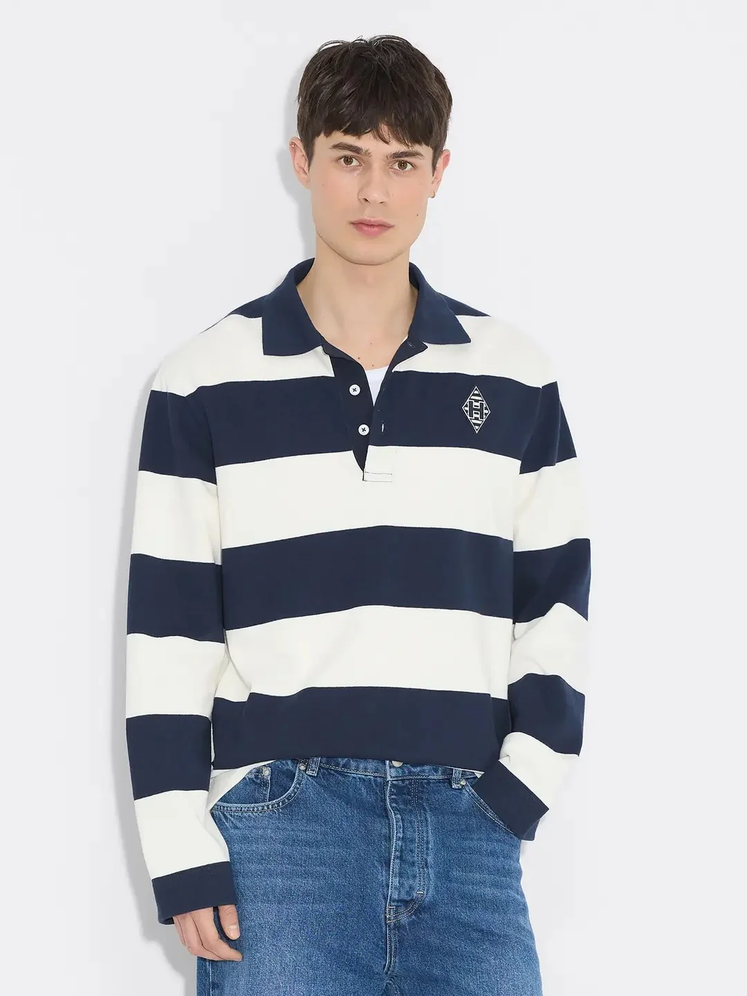 Rugby Polo  Navy Stripe