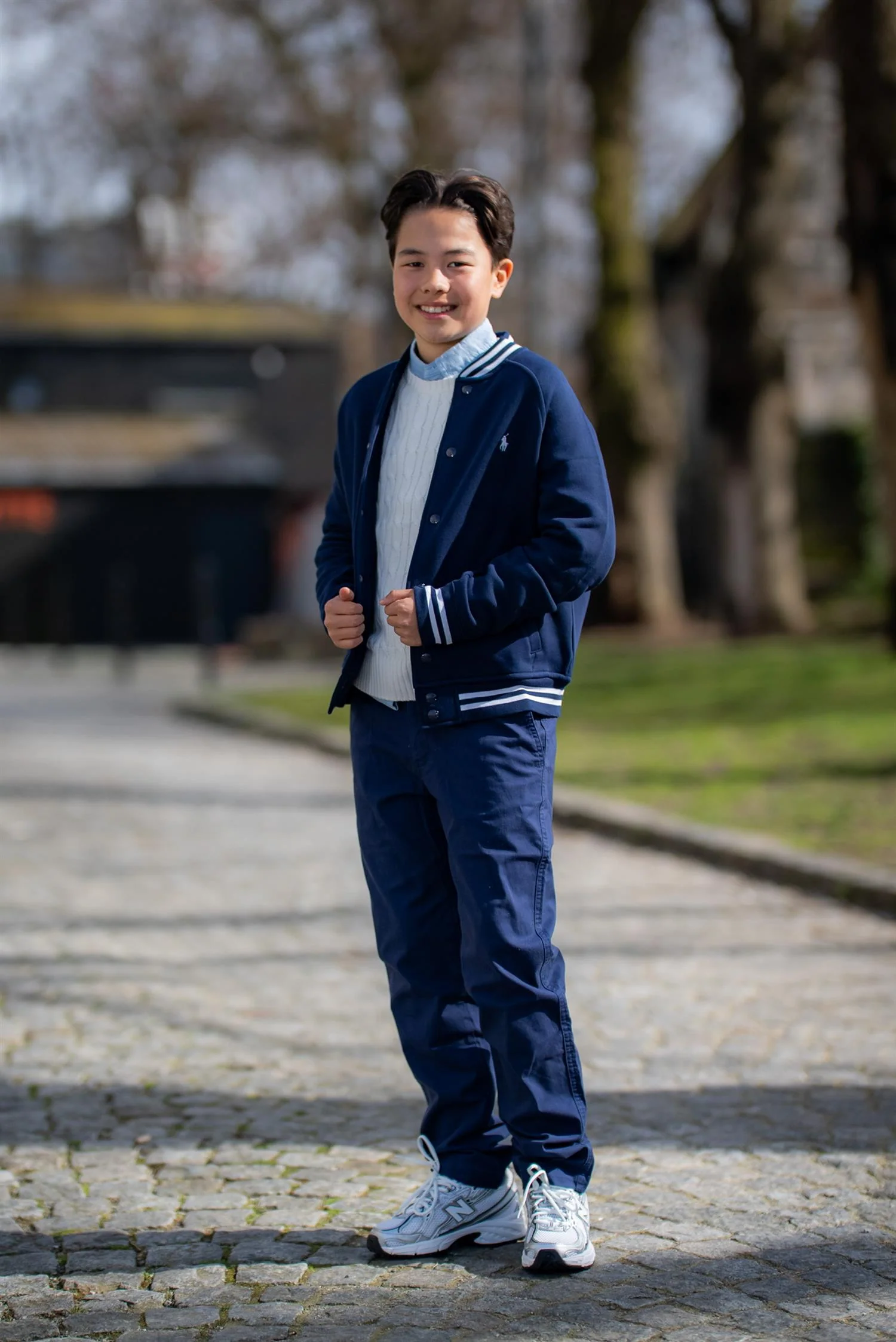 Fleece Baseball Jacket Navy/Wht P