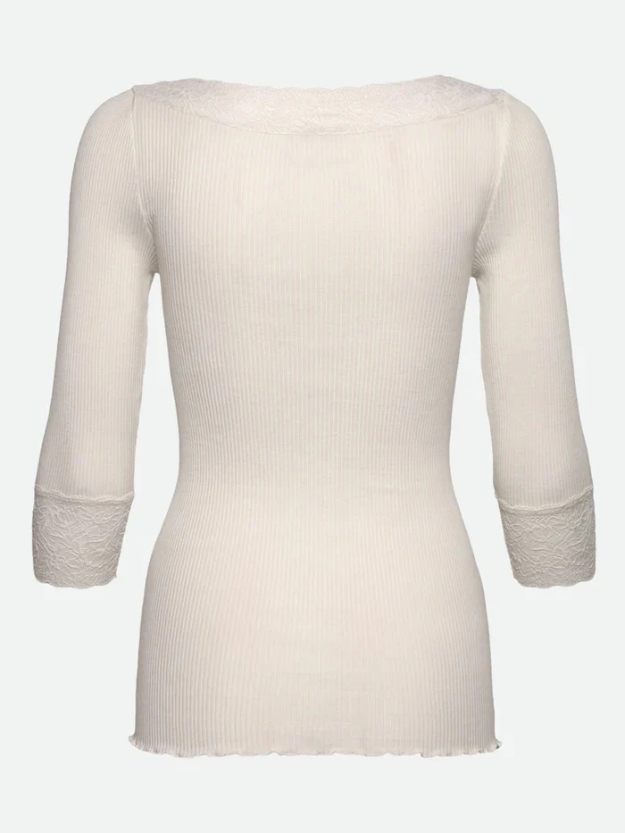 RWBeatha Silk 3/4 Sleeve Boatneck Lace T-shirt  Ivory - Image 2
