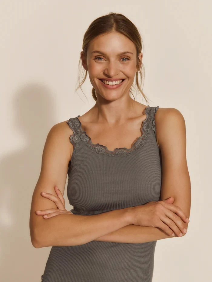 RWBabette Silk SL U-neck Lace Top  Stormy Weather - Image 2