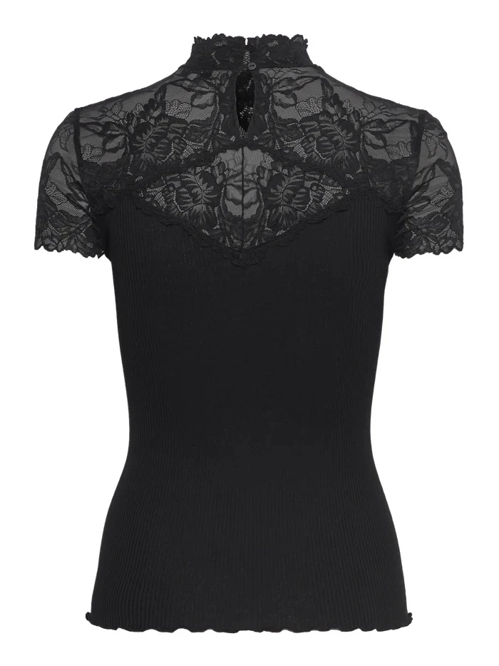 RWBeatha Silk Capsleeve Lace T-shirt Black