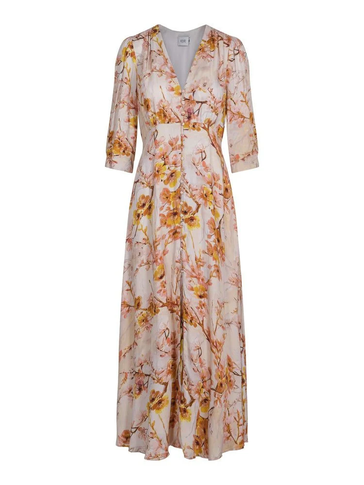 Sorrento Dress Pink Beige Flowers